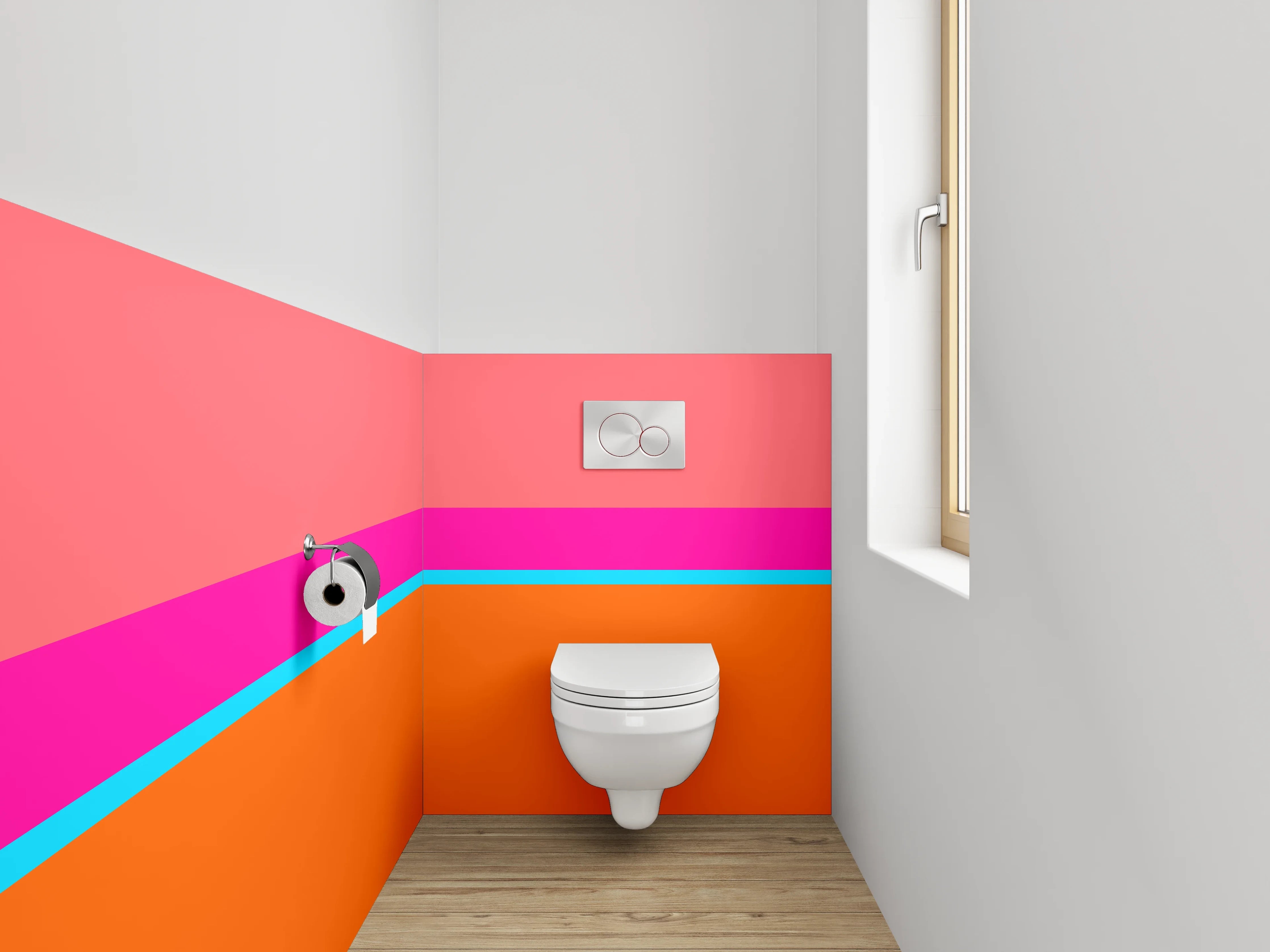 WC-Rückwand - Bunte Streifen Abstrakt Orange Pink