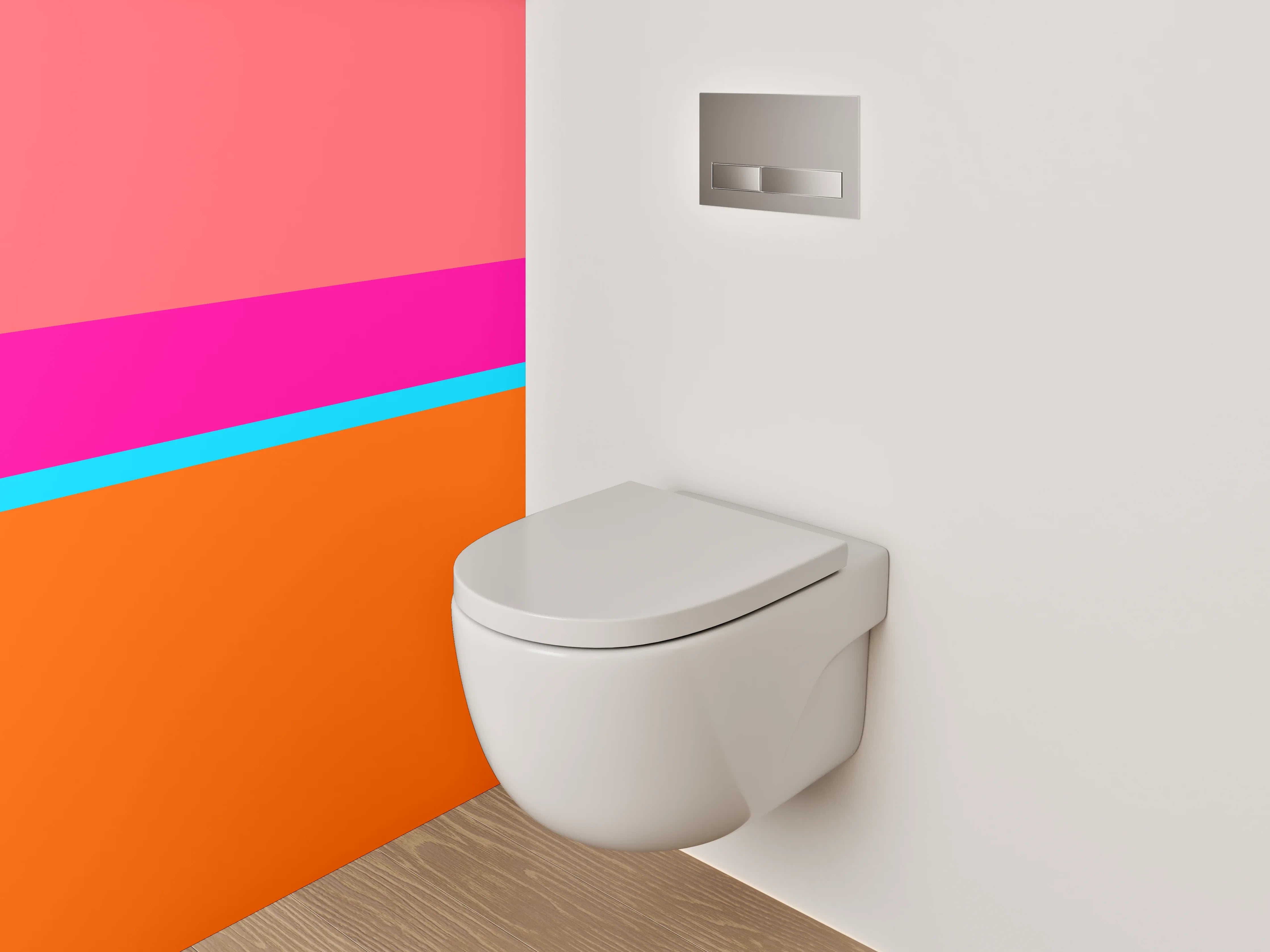 WC-Rückwand - Bunte Streifen Abstrakt Orange Pink