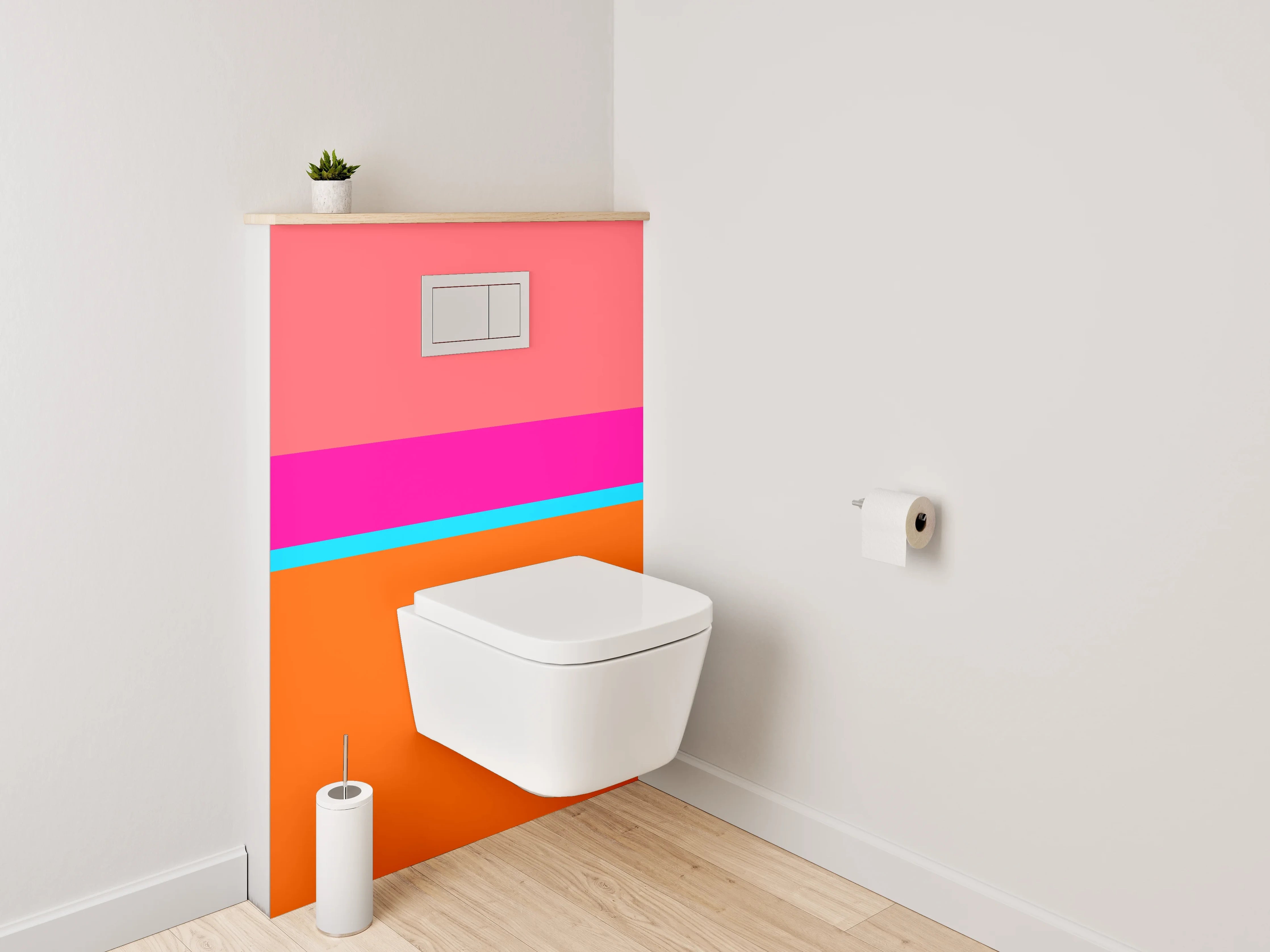 WC-Rückwand - Bunte Streifen Abstrakt Orange Pink