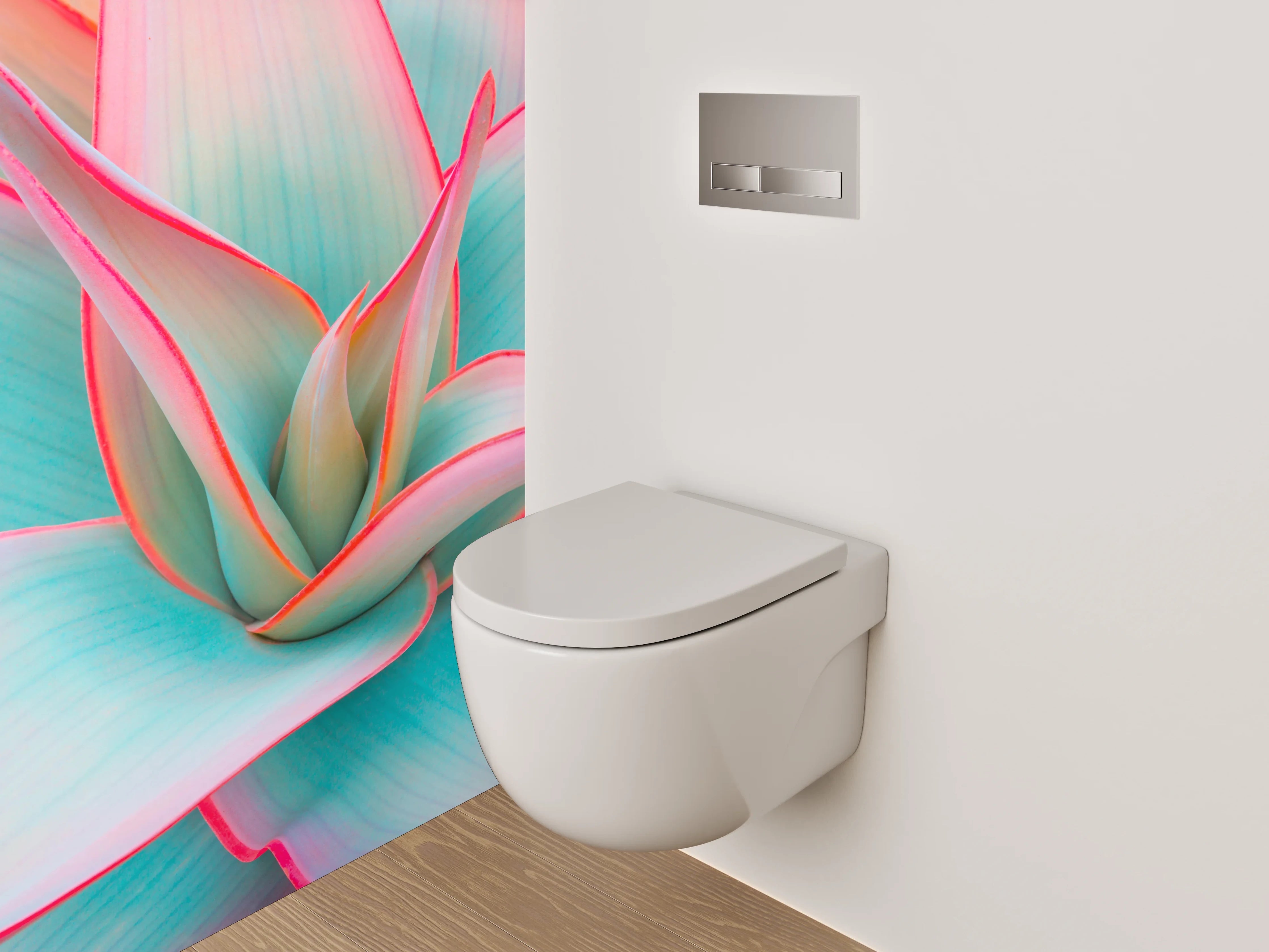 WC-Rückwand - Bunte Sukkulente in Pastell