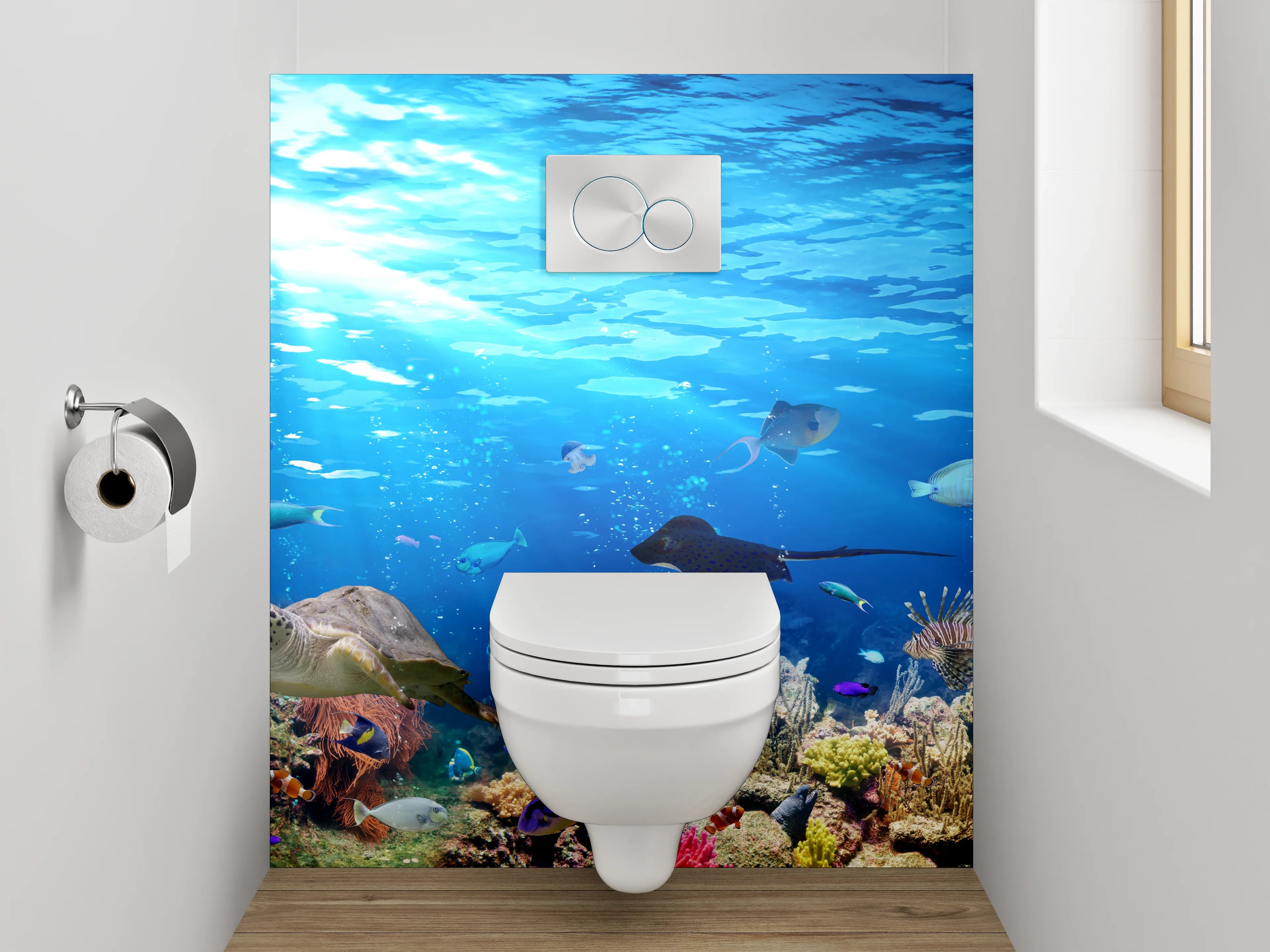 WC-Rückwand - Bunte Unterwasserwelt für Dein Bad