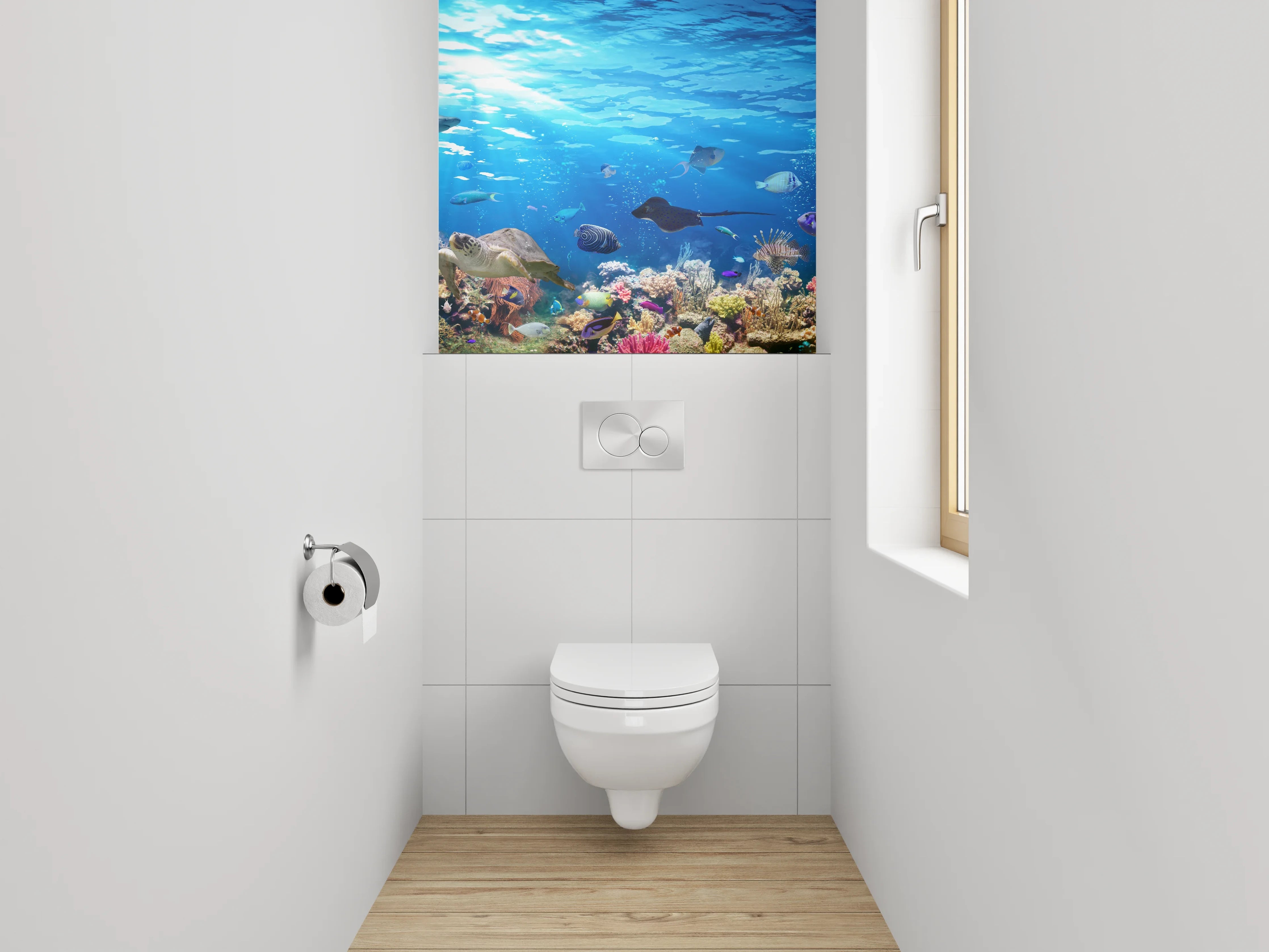 WC-Rückwand - Bunte Unterwasserwelt für Dein Bad