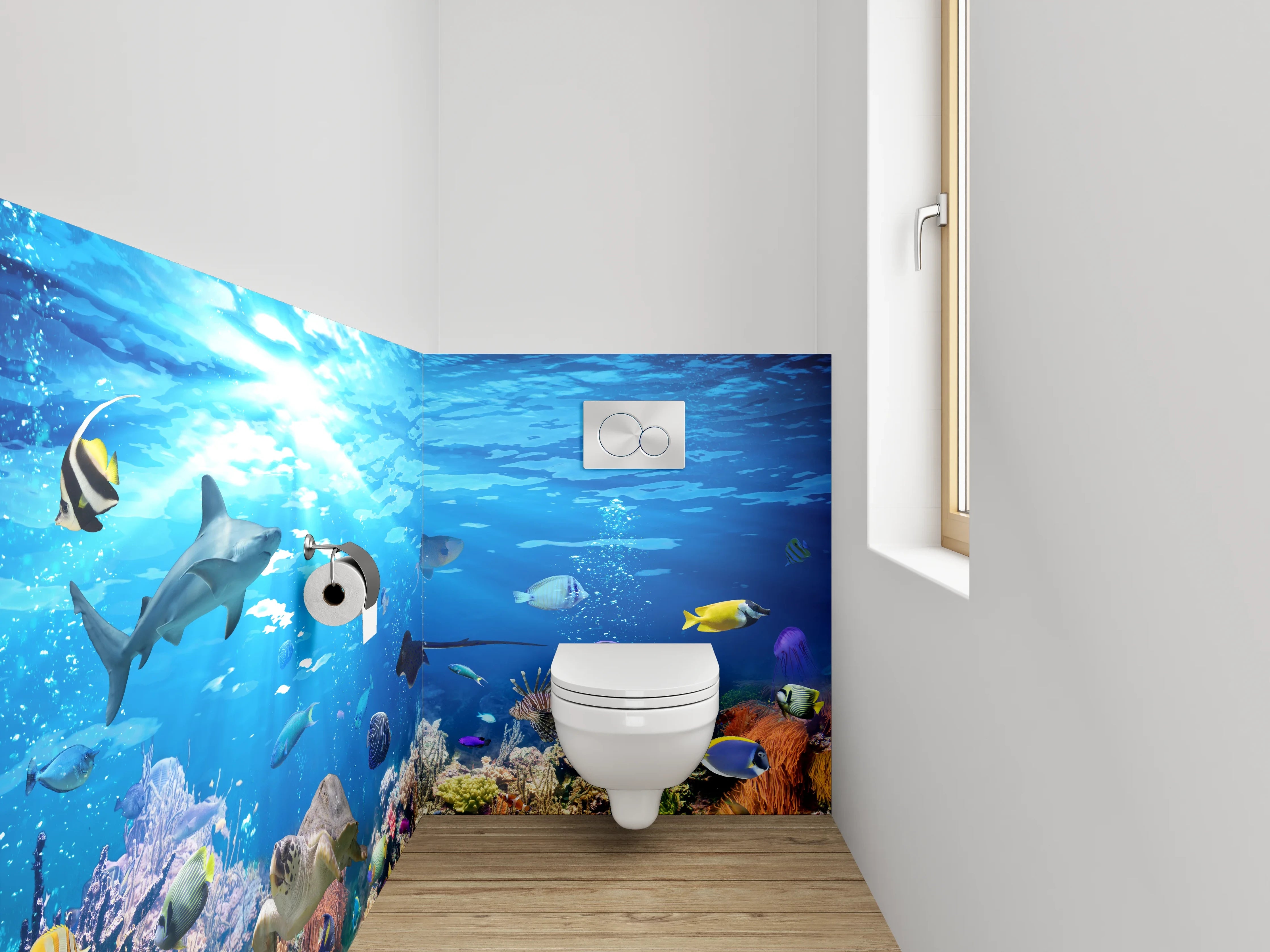 WC-Rückwand - Bunte Unterwasserwelt für Dein Bad