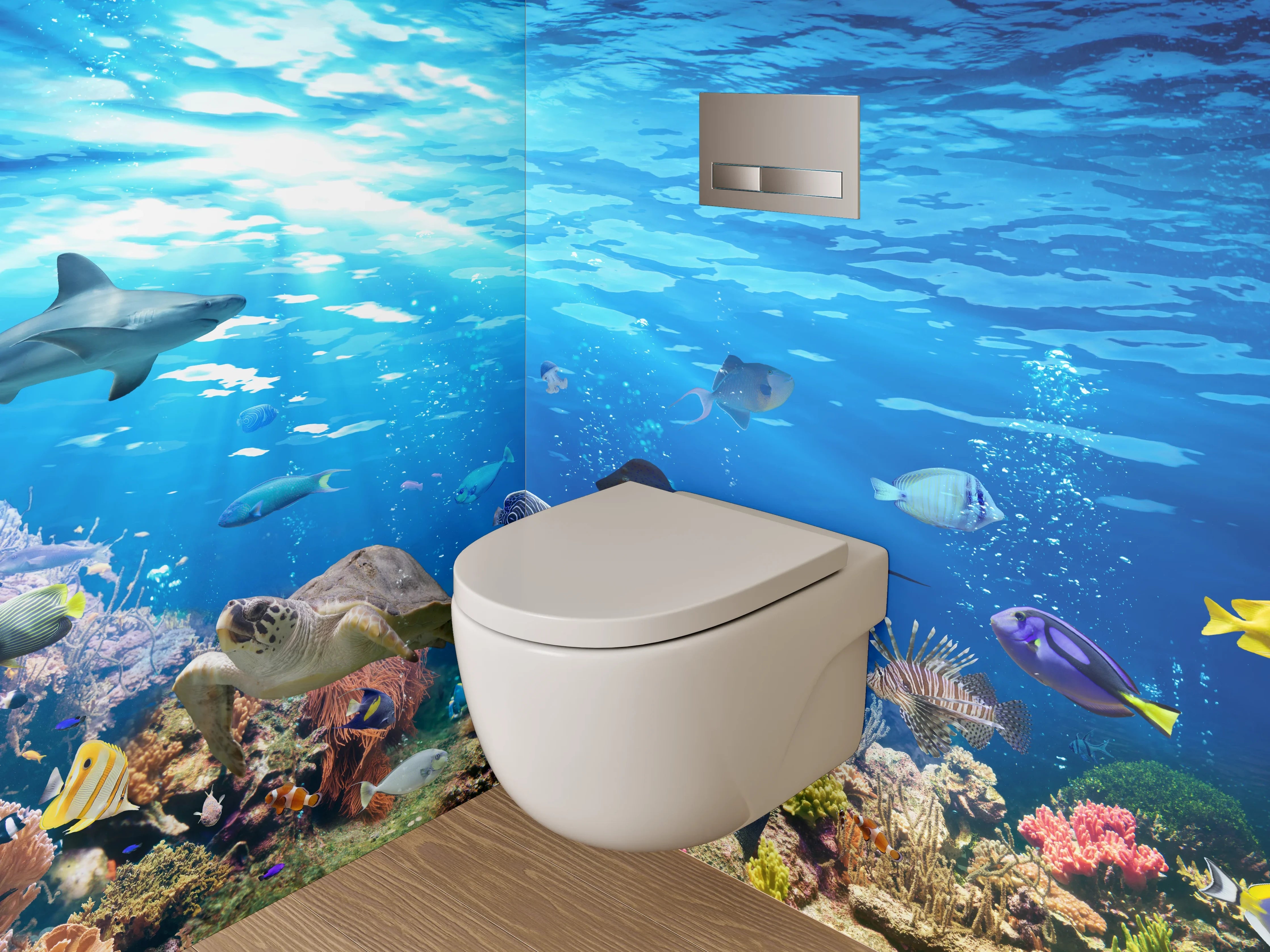 WC-Rückwand - Bunte Unterwasserwelt für Dein Bad