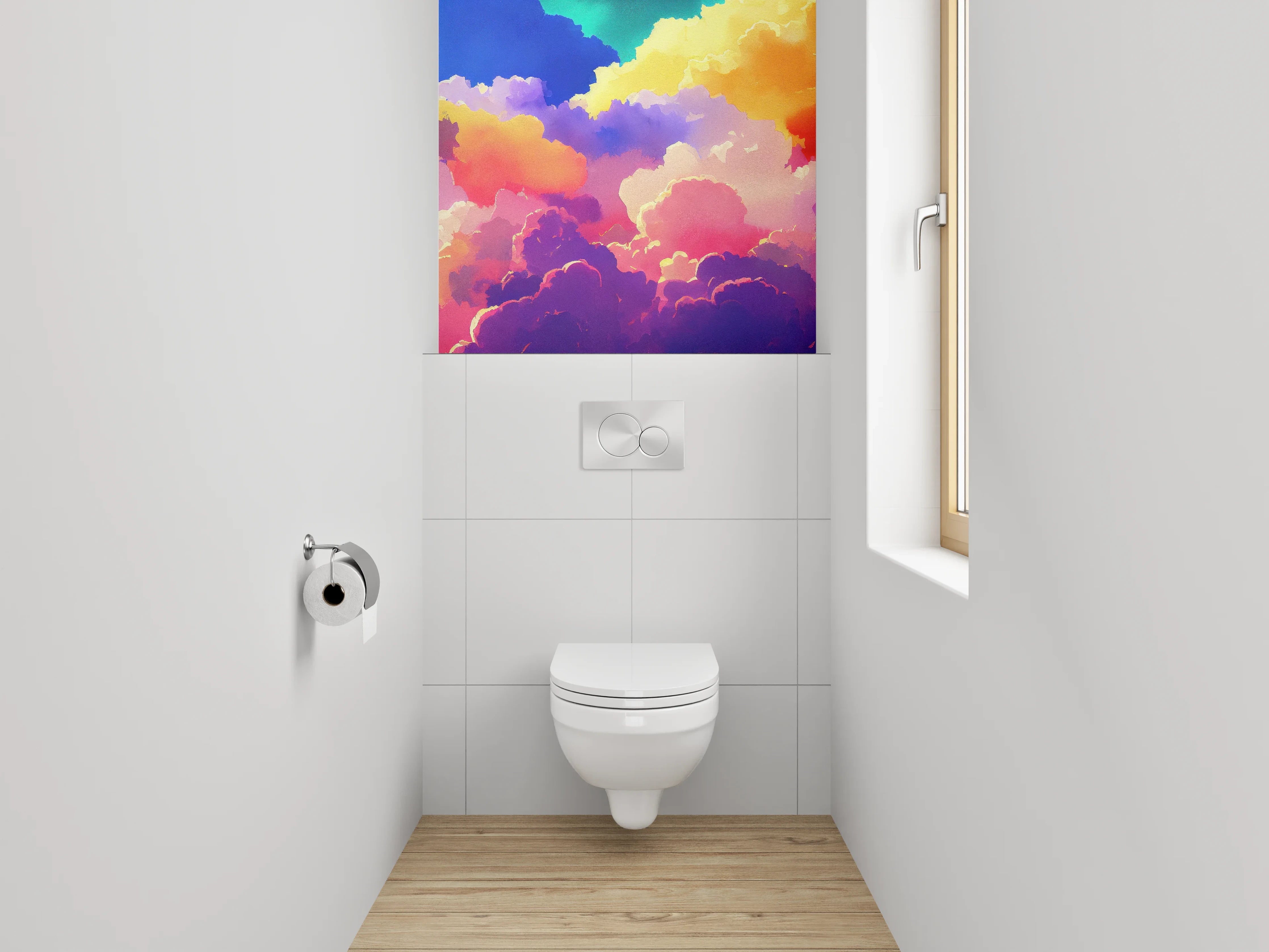 WC-Rückwand - Bunte Wolken Aquarell Himmel
