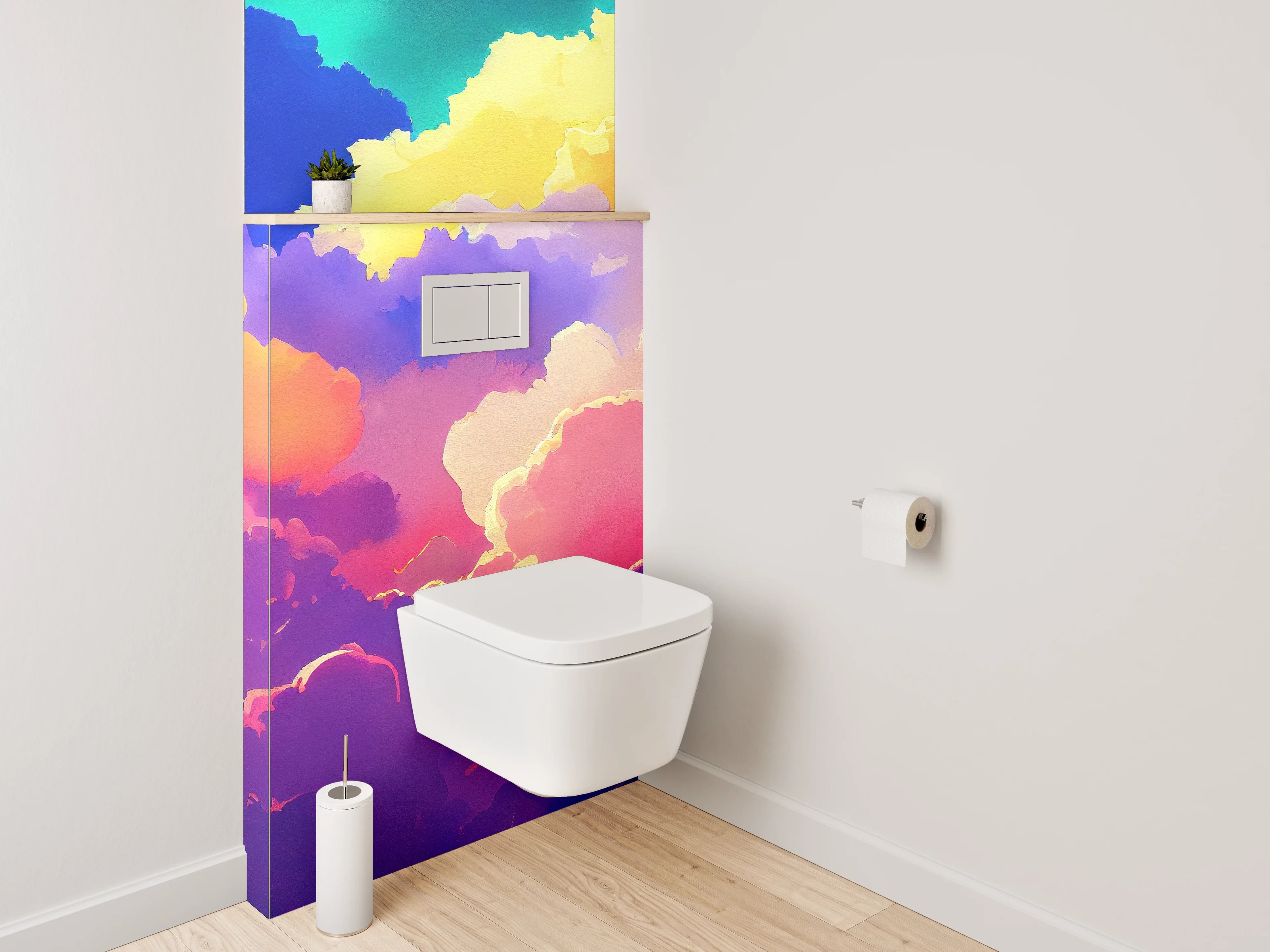 WC-Rückwand - Bunte Wolken Aquarell Himmel