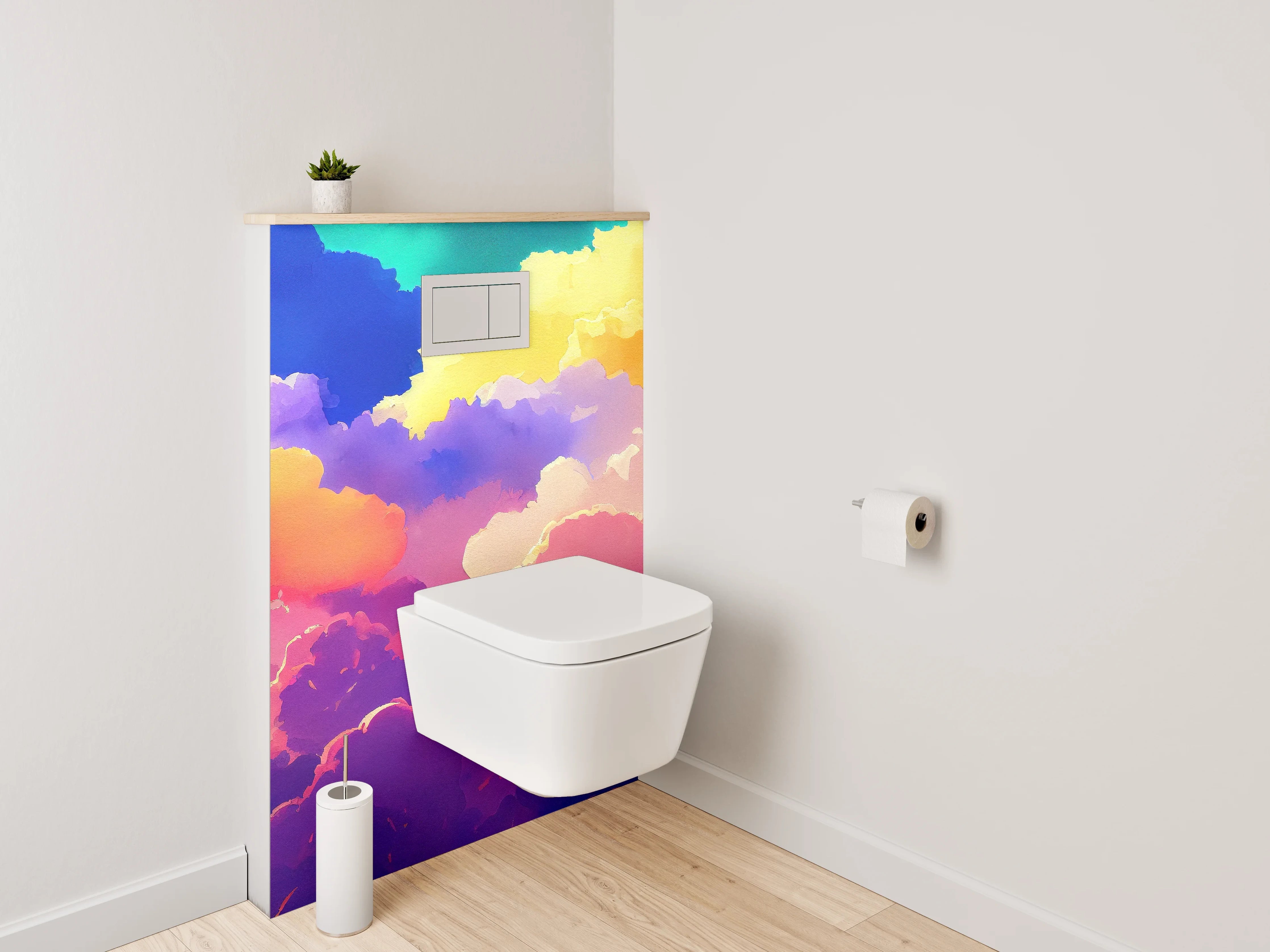 WC-Rückwand - Bunte Wolken Aquarell Himmel
