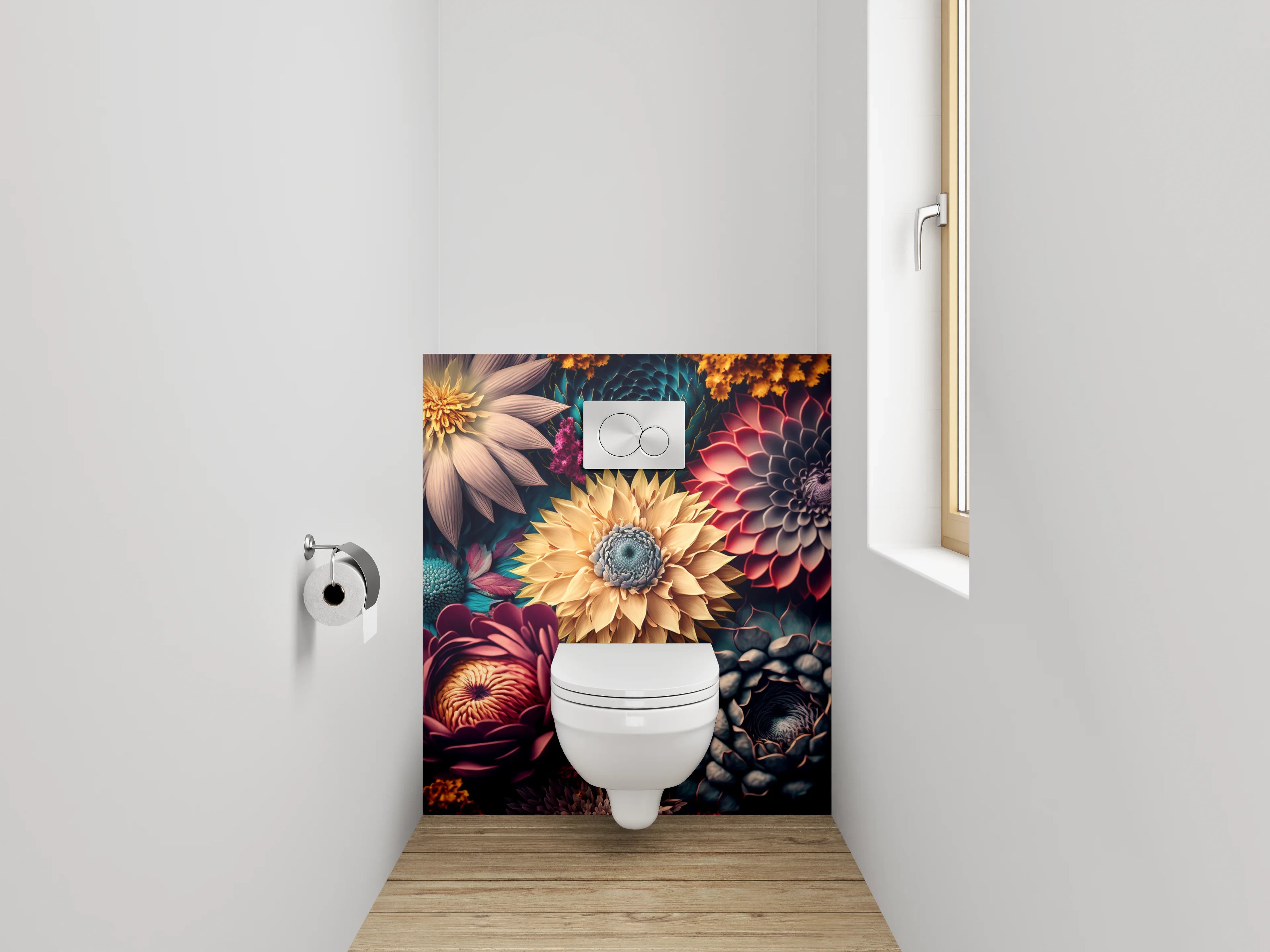 WC-Rückwand - Bunte abstrakte Blumenpracht Kunst