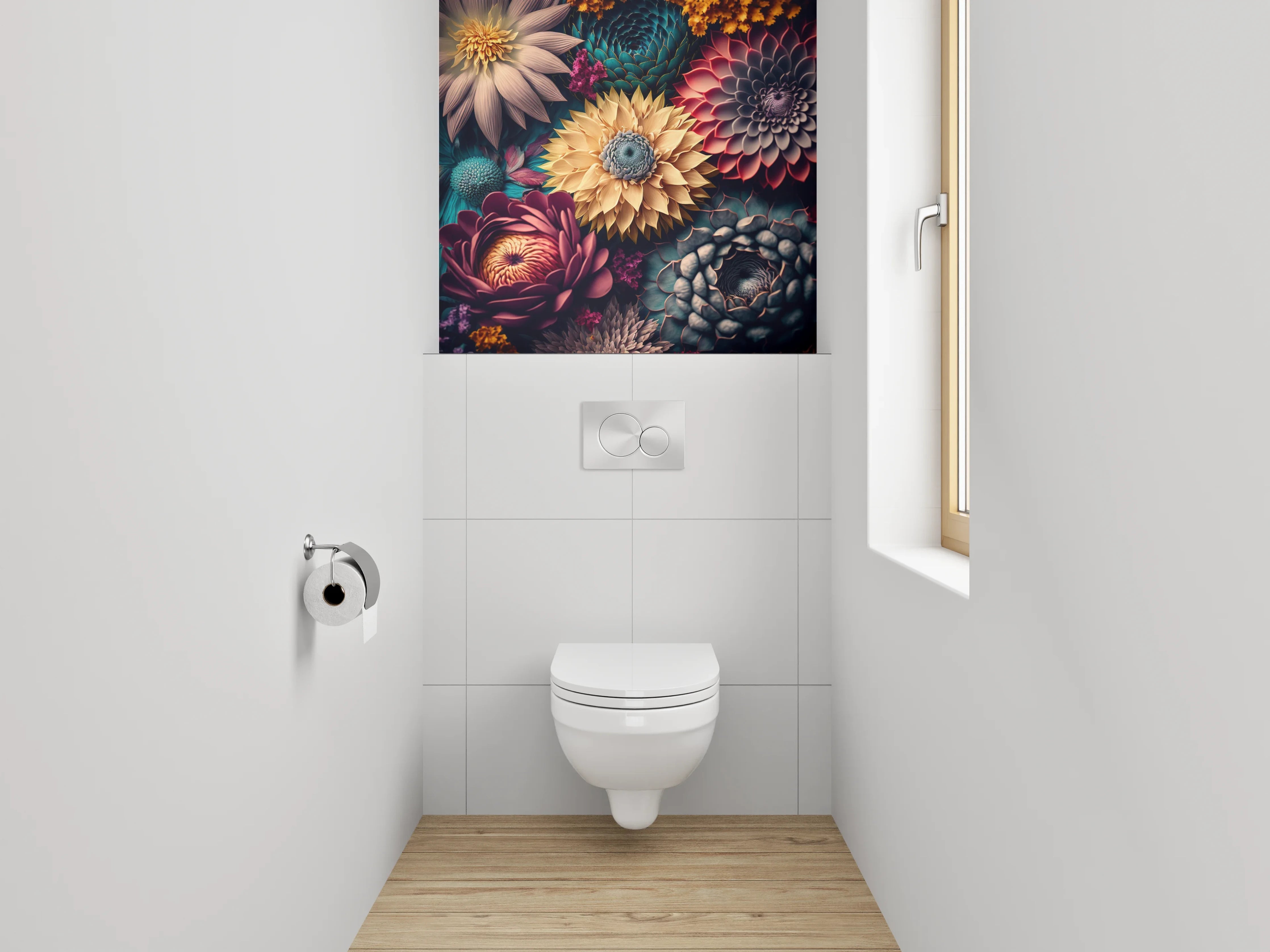WC-Rückwand - Bunte abstrakte Blumenpracht Kunst