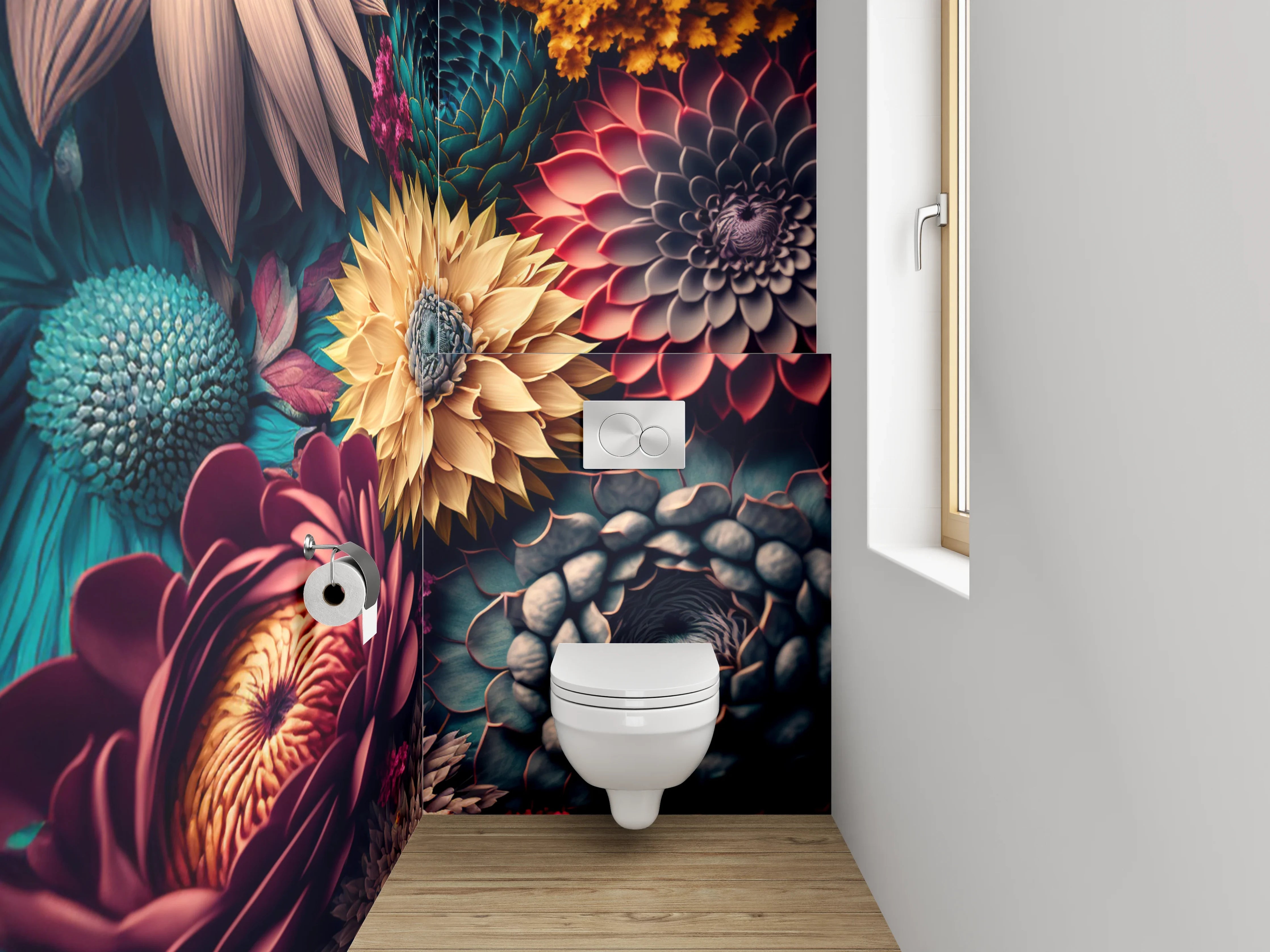 WC-Rückwand - Bunte abstrakte Blumenpracht Kunst