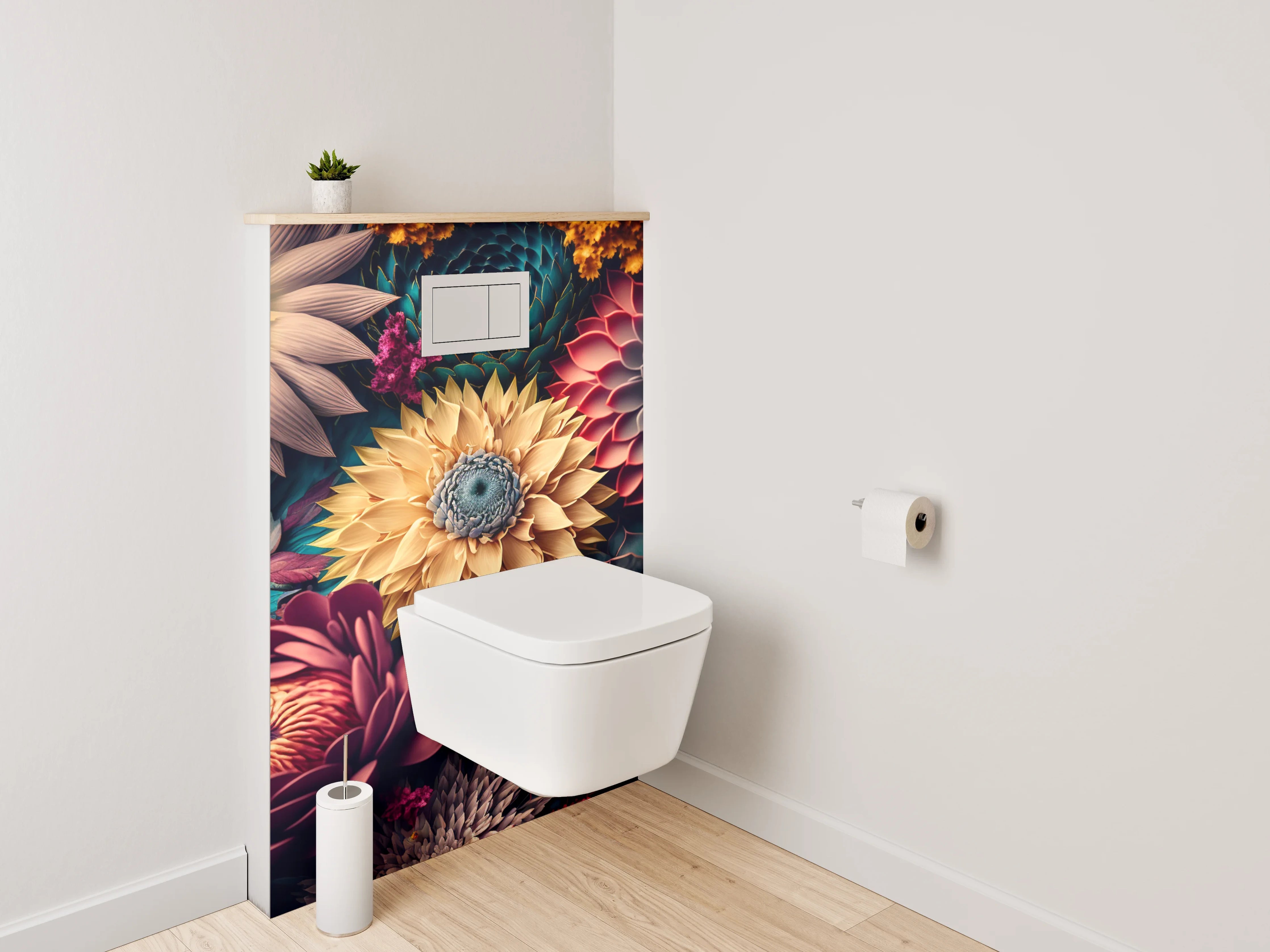 WC-Rückwand - Bunte abstrakte Blumenpracht Kunst