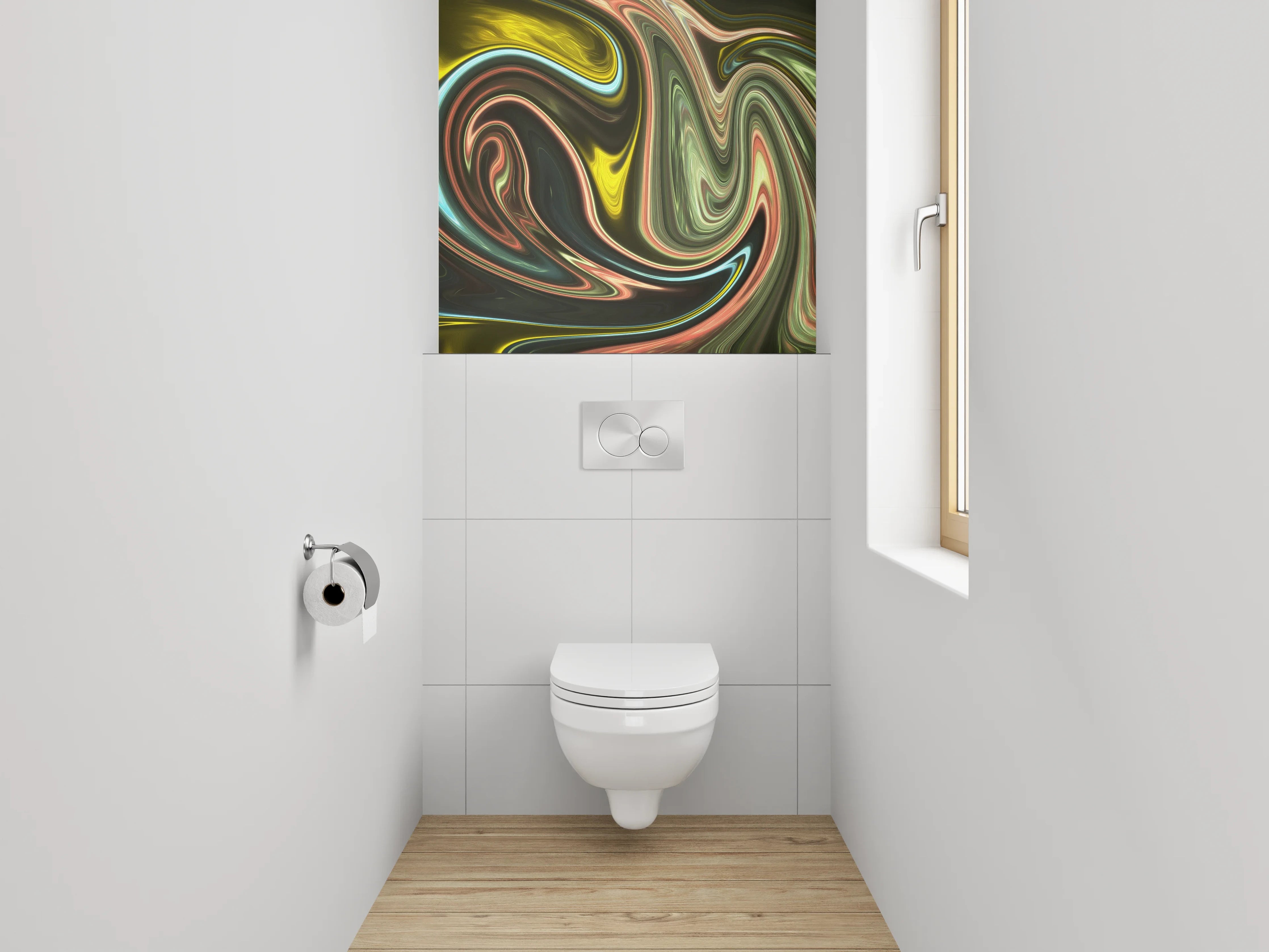 WC-Rückwand - Bunte abstrakte Wirbel modern