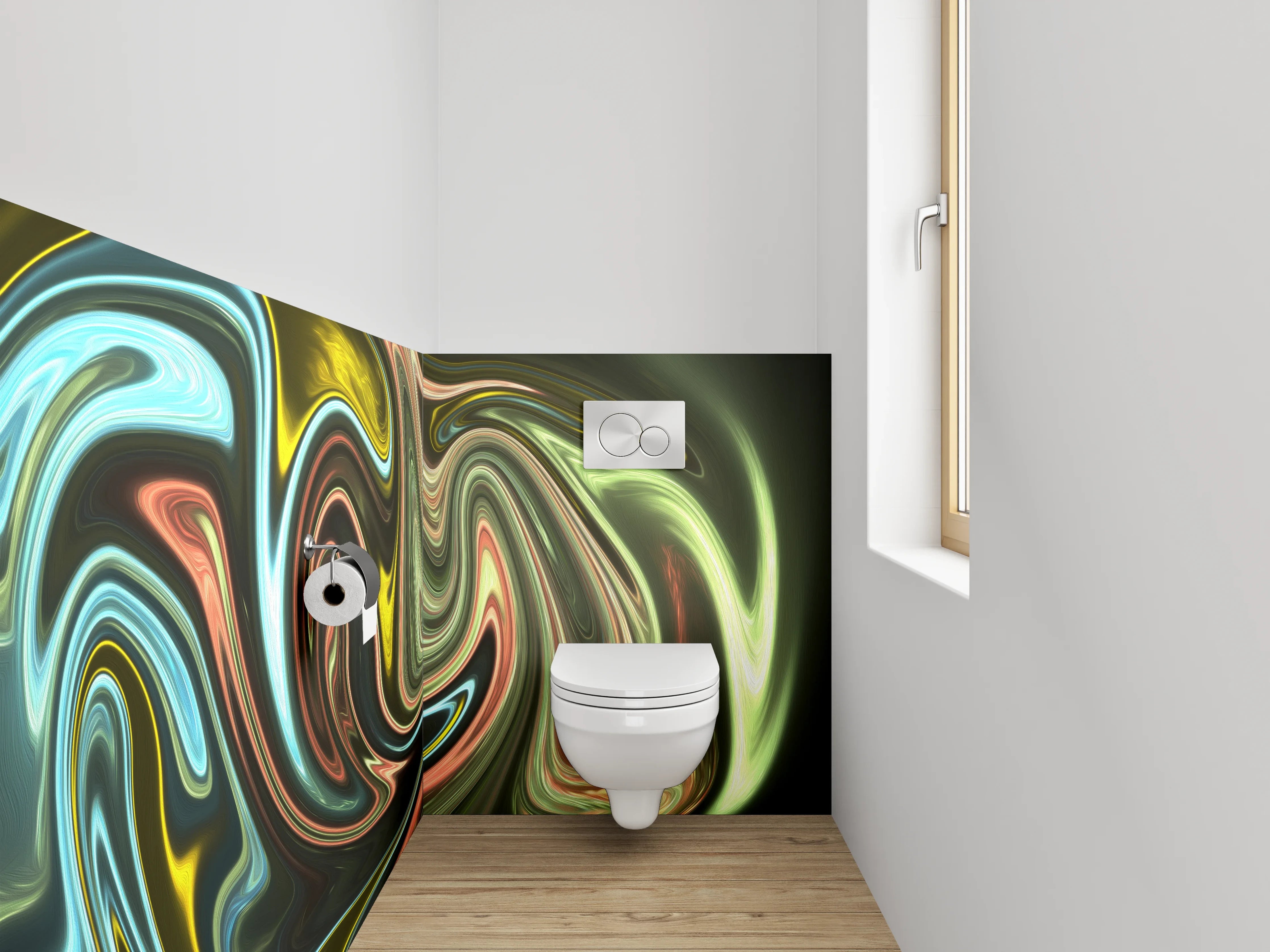 WC-Rückwand - Bunte abstrakte Wirbel modern