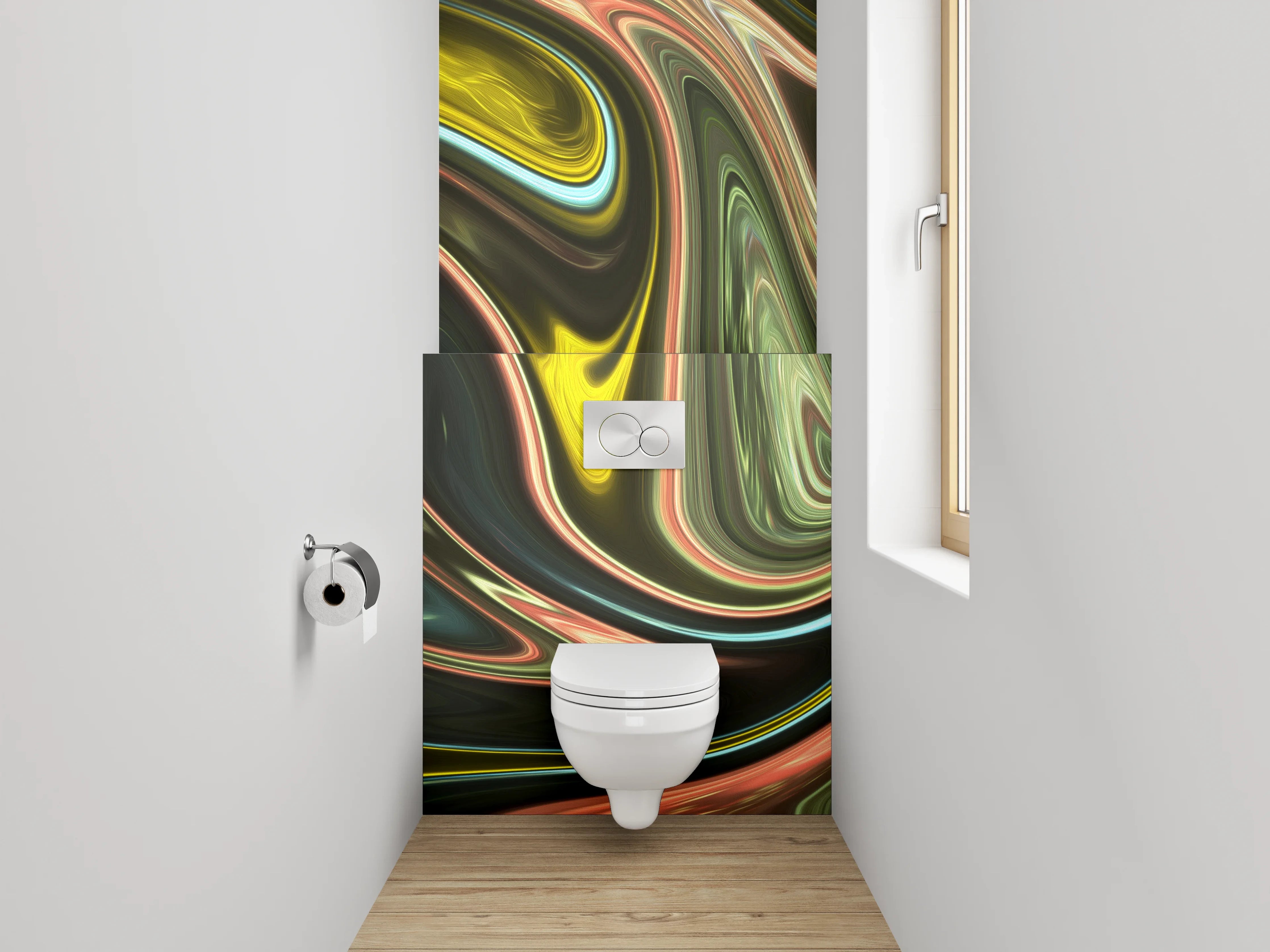 WC-Rückwand - Bunte abstrakte Wirbel modern