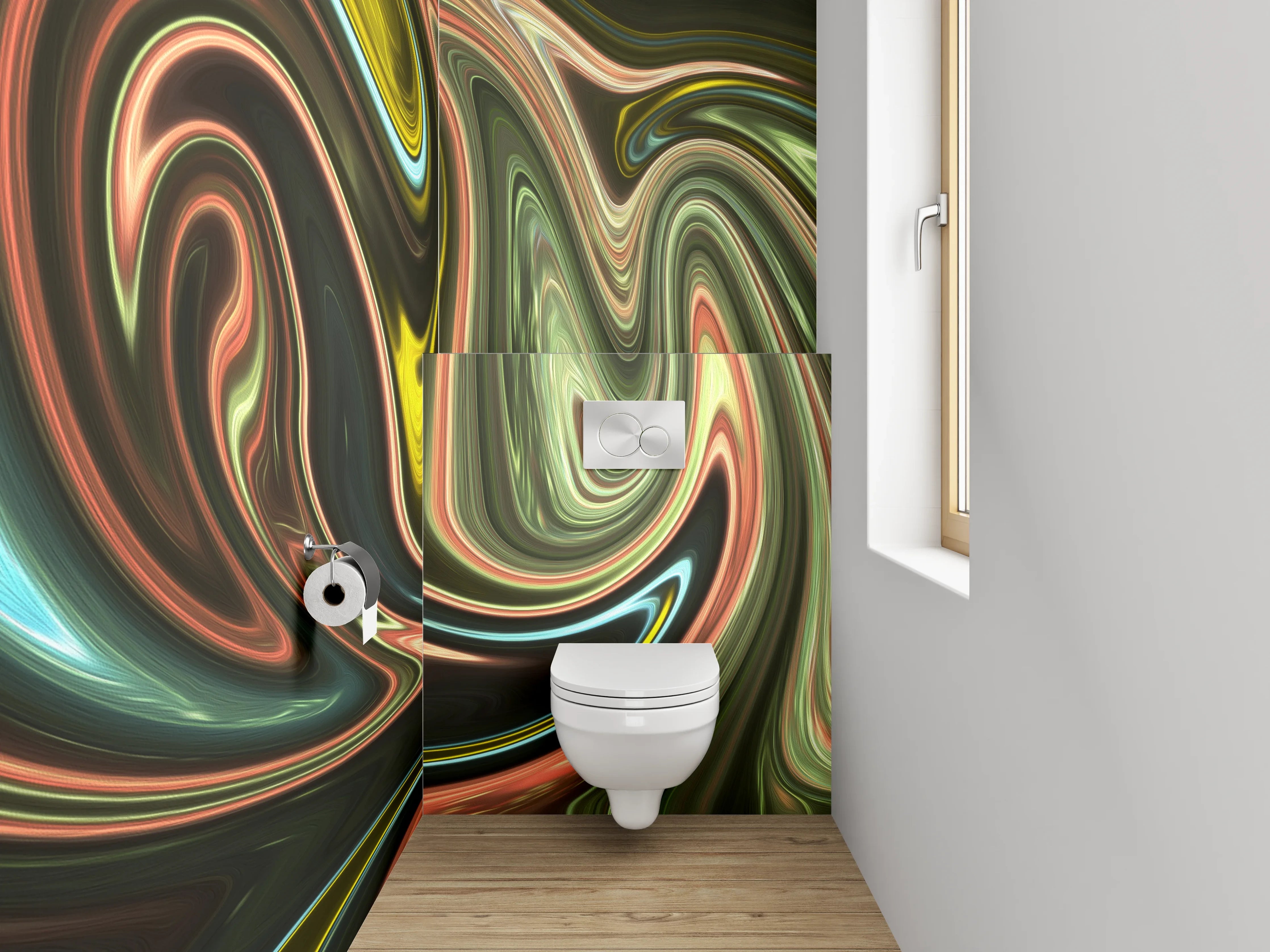 WC-Rückwand - Bunte abstrakte Wirbel modern