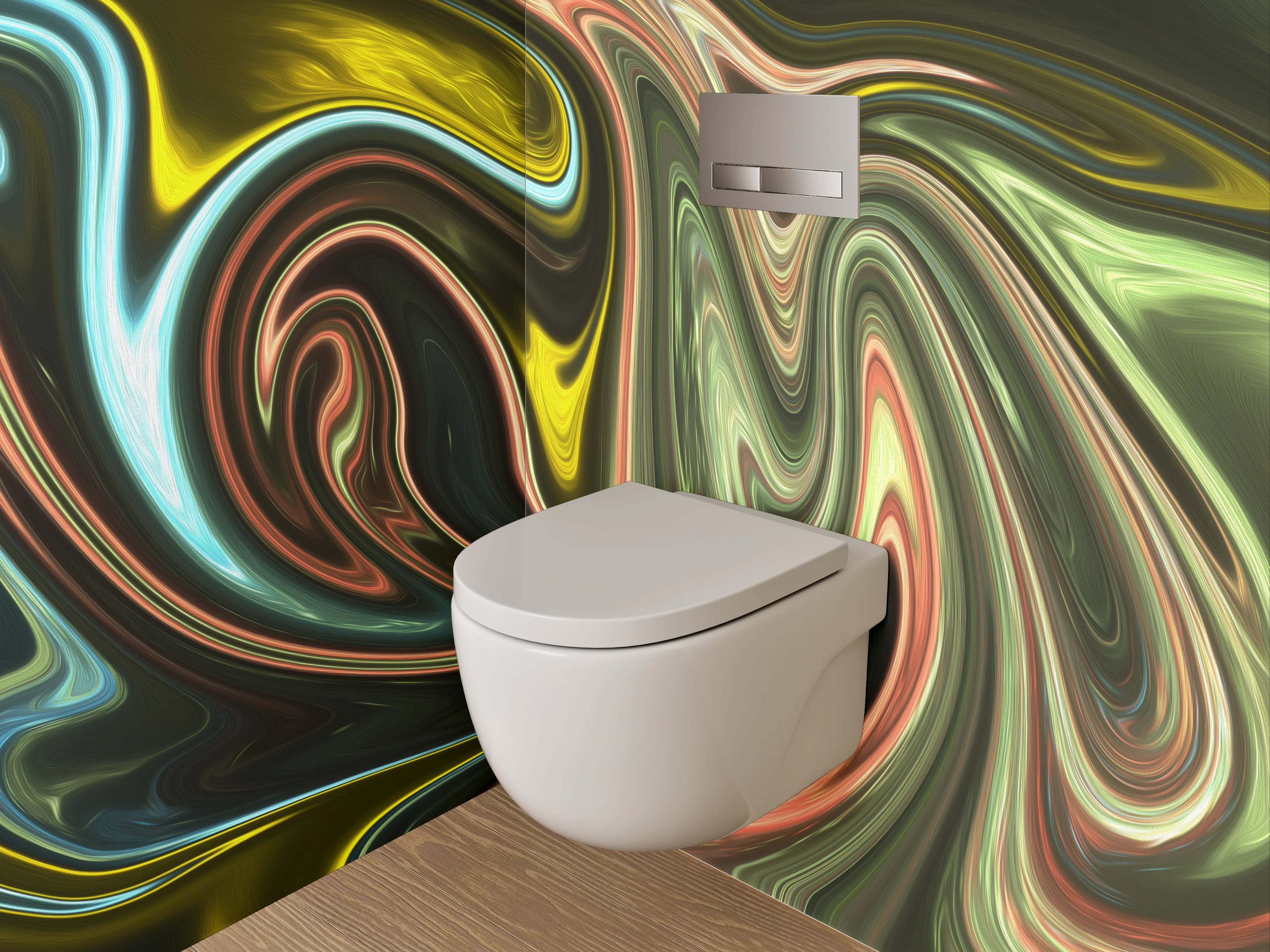 WC-Rückwand - Bunte abstrakte Wirbel modern