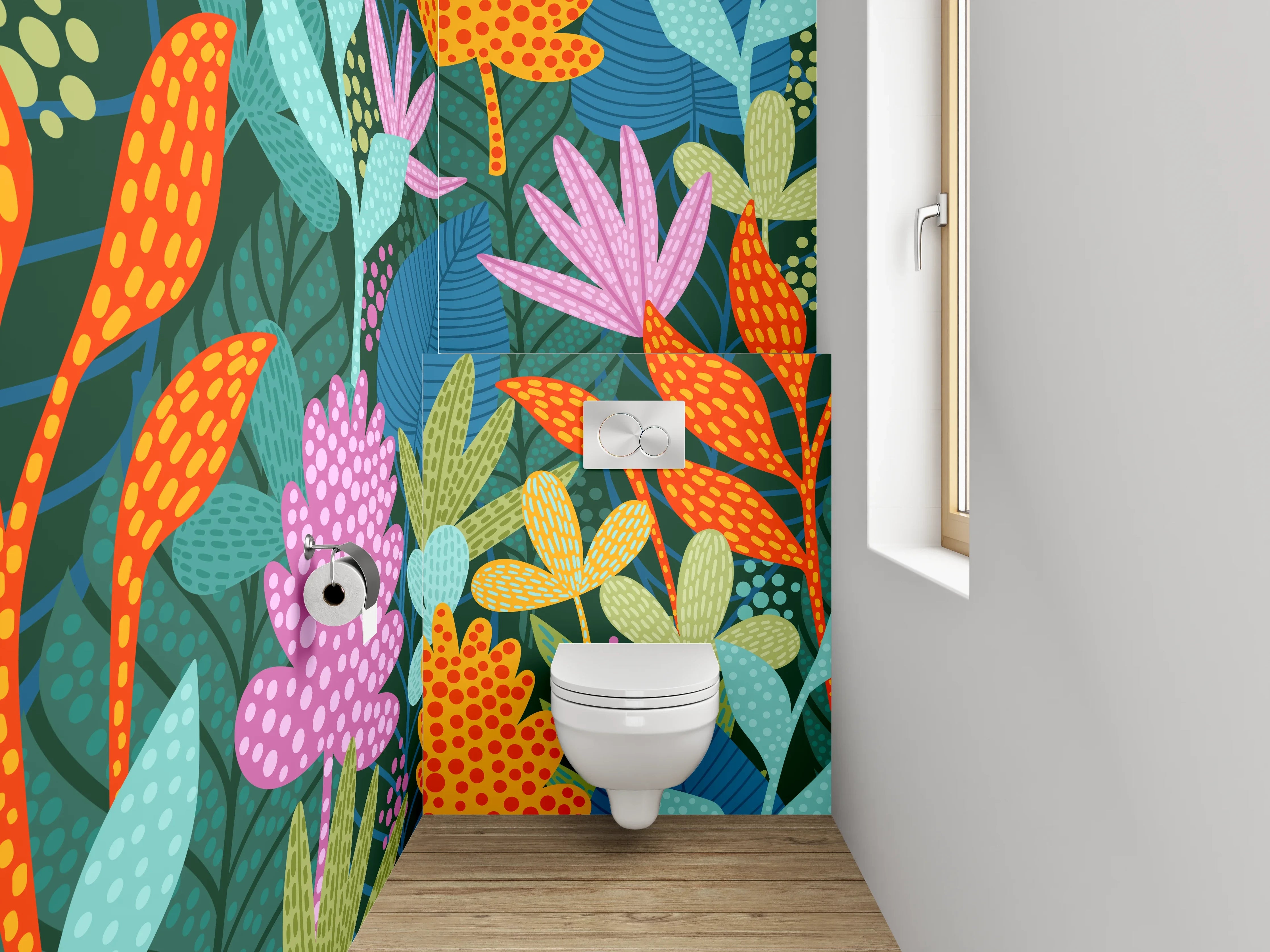 WC-Rückwand - Bunte florale Pattern Illustration