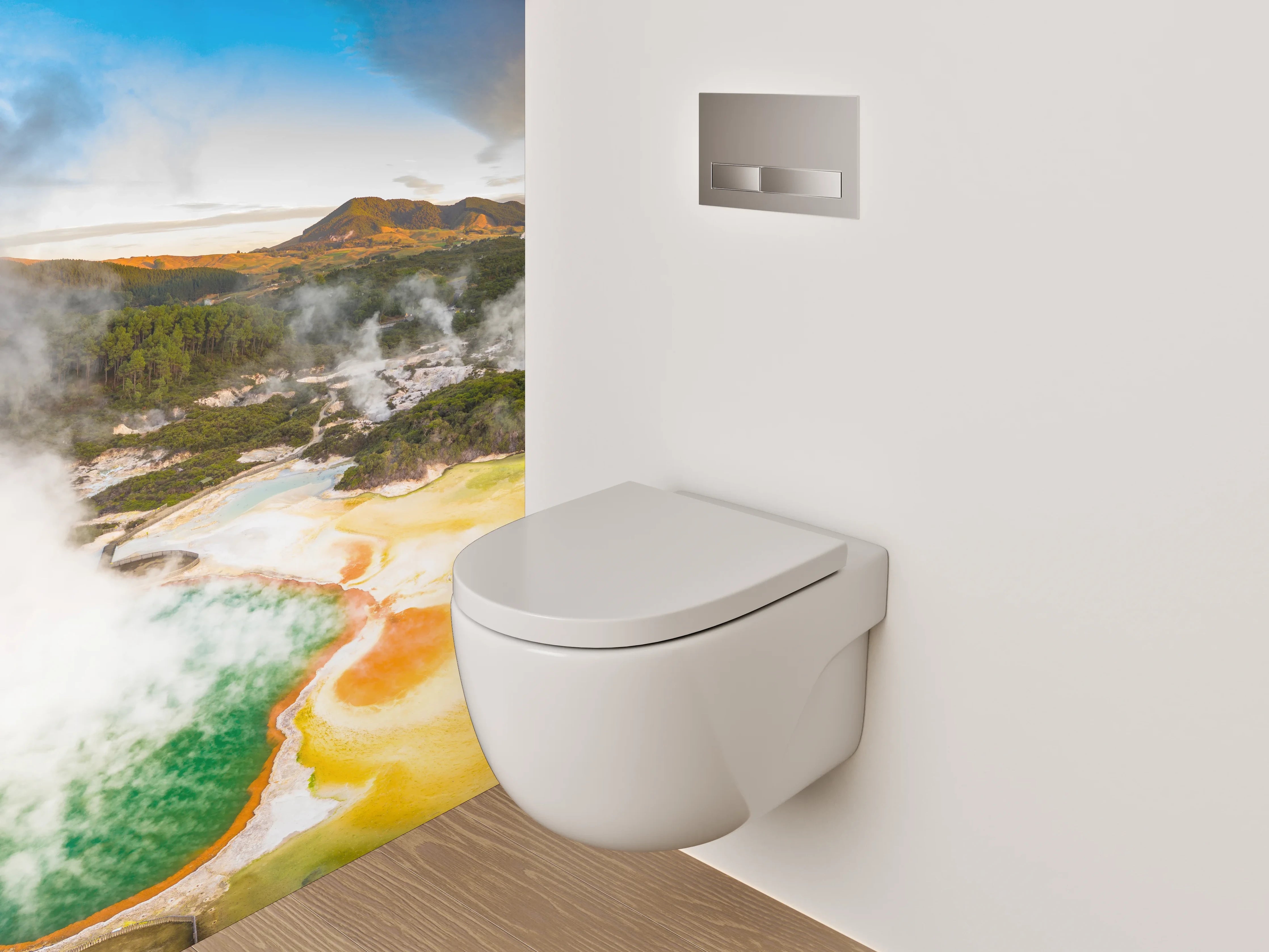 WC-Rückwand - Bunte heiße Quelle Panorama
