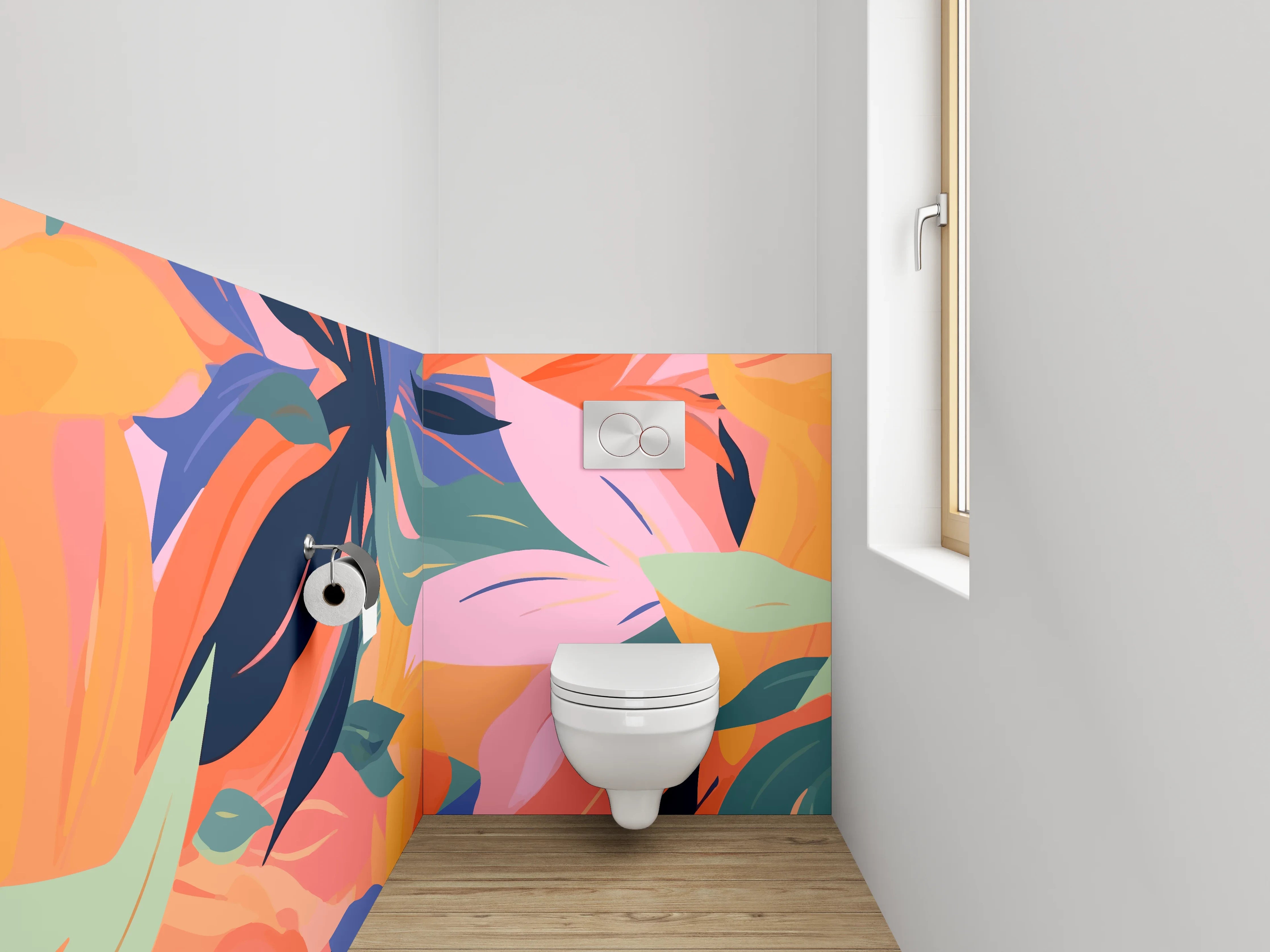 WC-Rückwand - Bunte tropische Blätter Muster