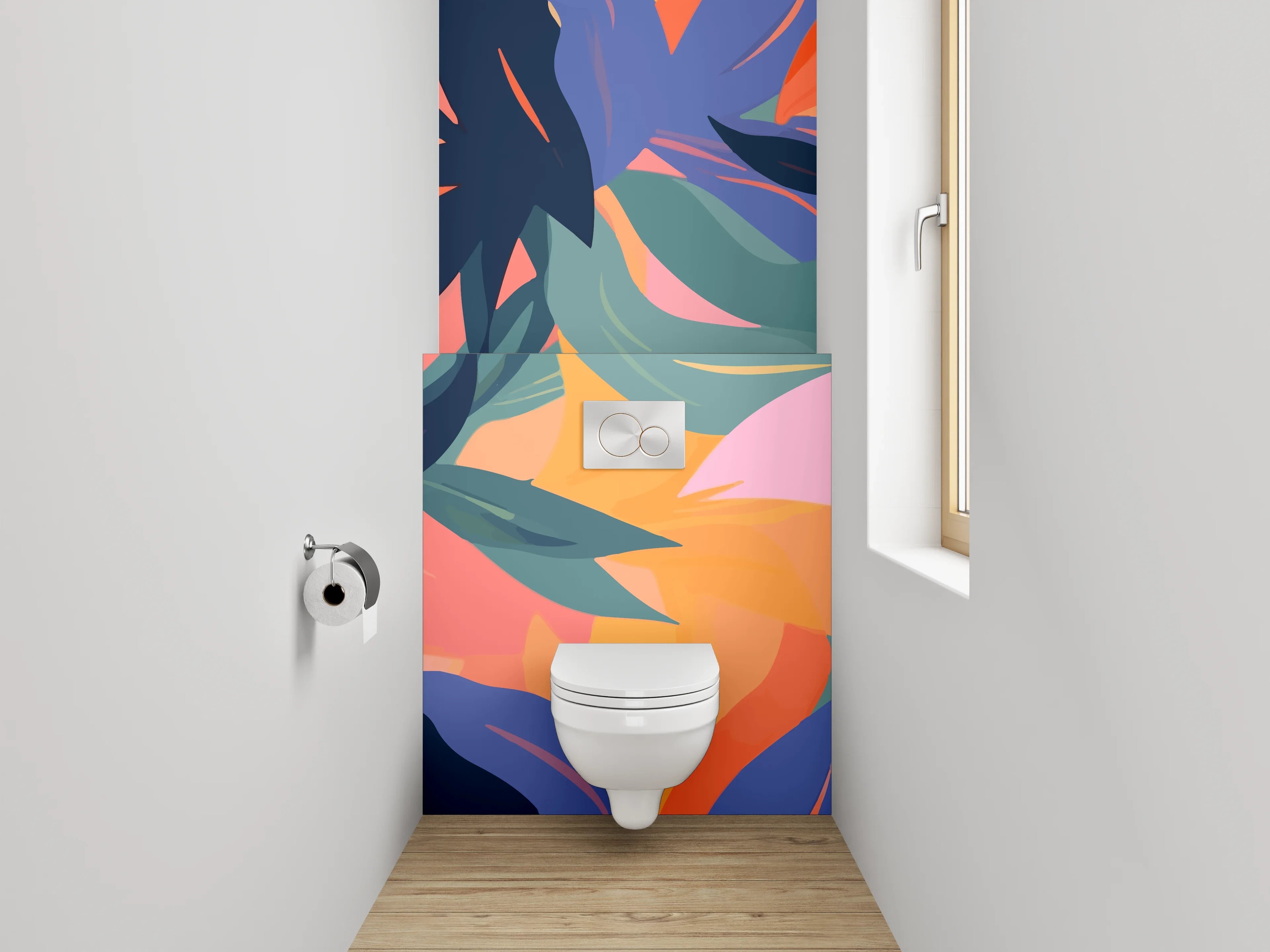 WC-Rückwand - Bunte tropische Blätter Muster