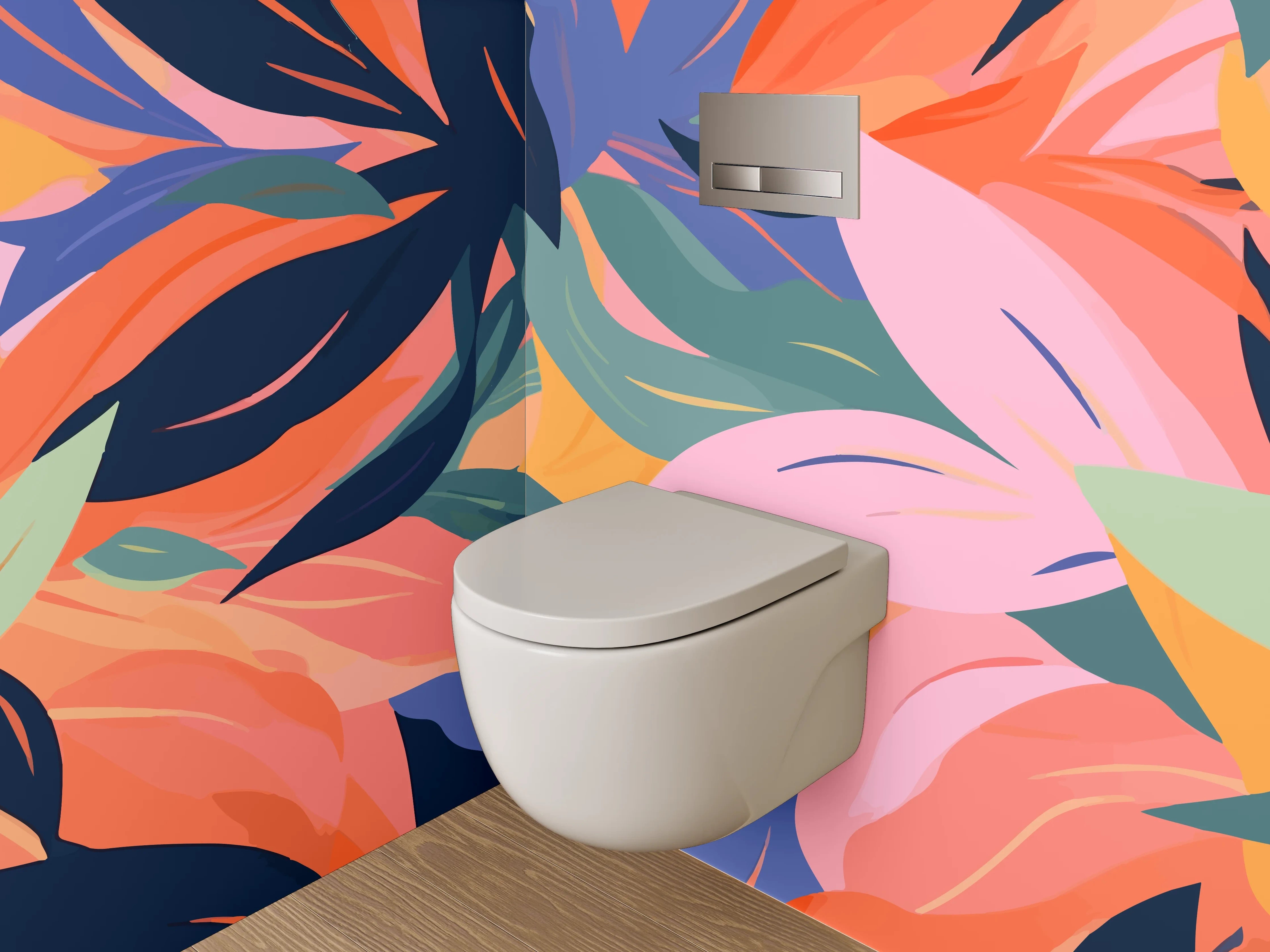 WC-Rückwand - Bunte tropische Blätter Muster