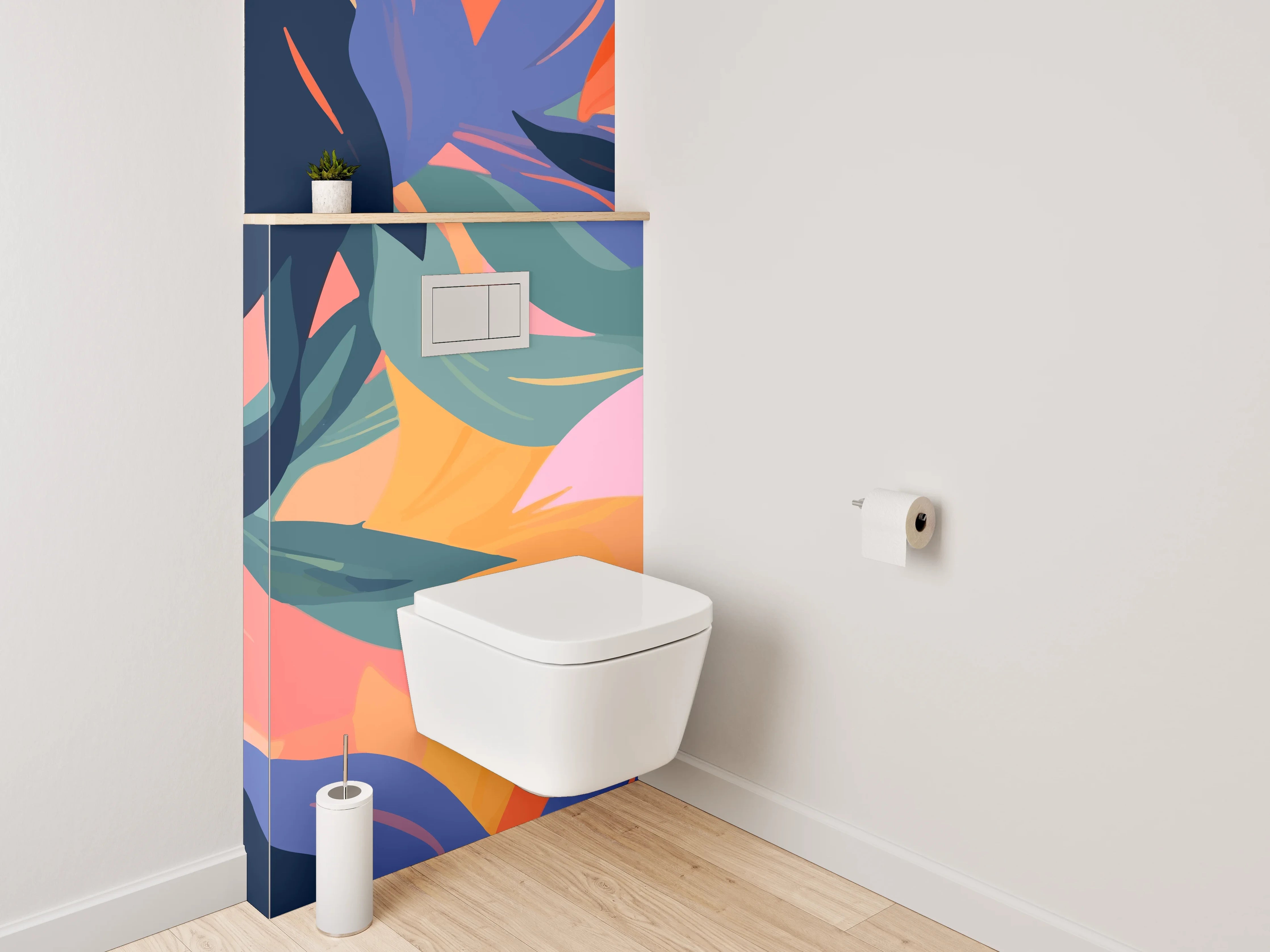 WC-Rückwand - Bunte tropische Blätter Muster