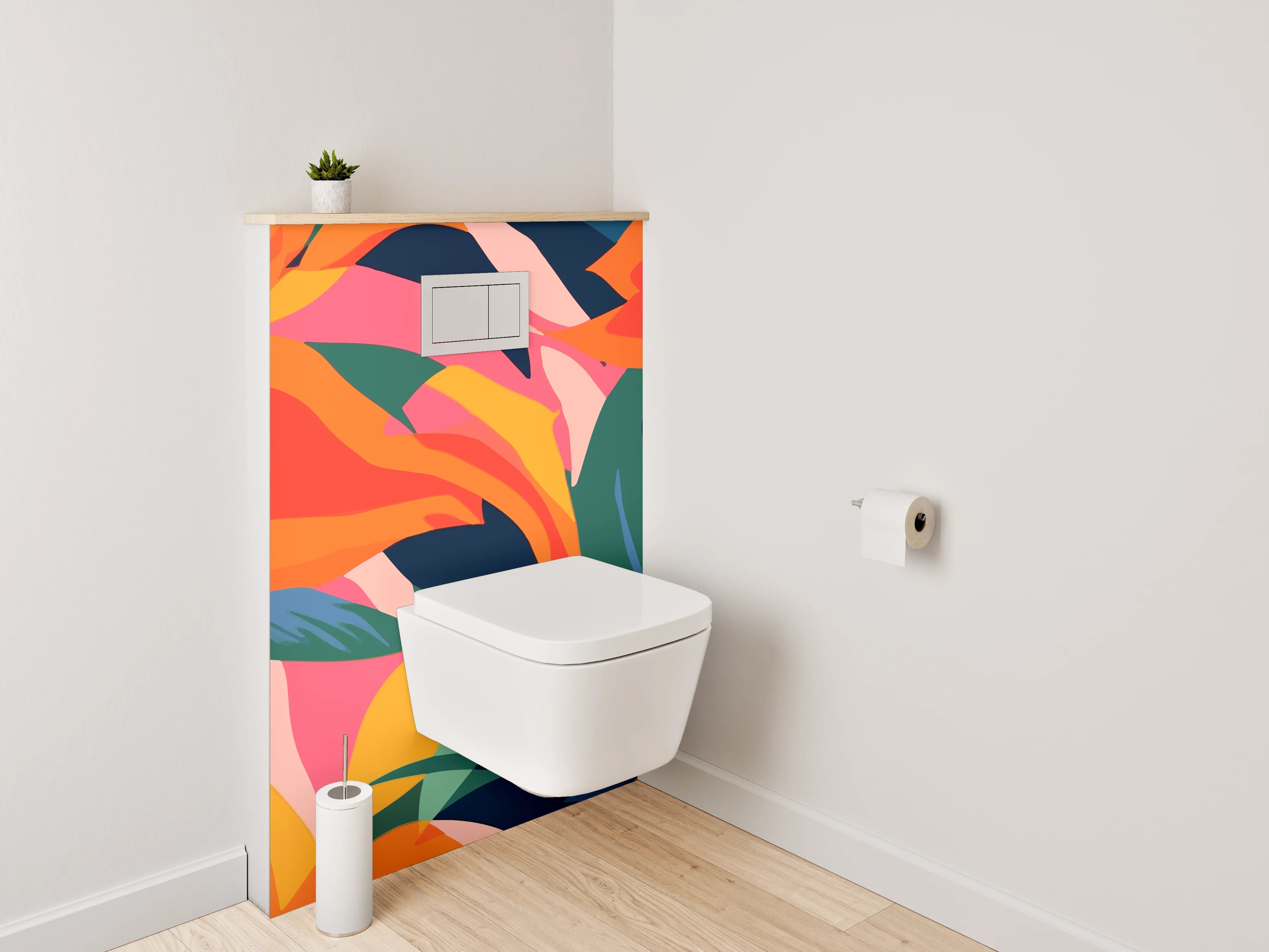 WC-Rückwand - Bunte tropische Blumen Illustration