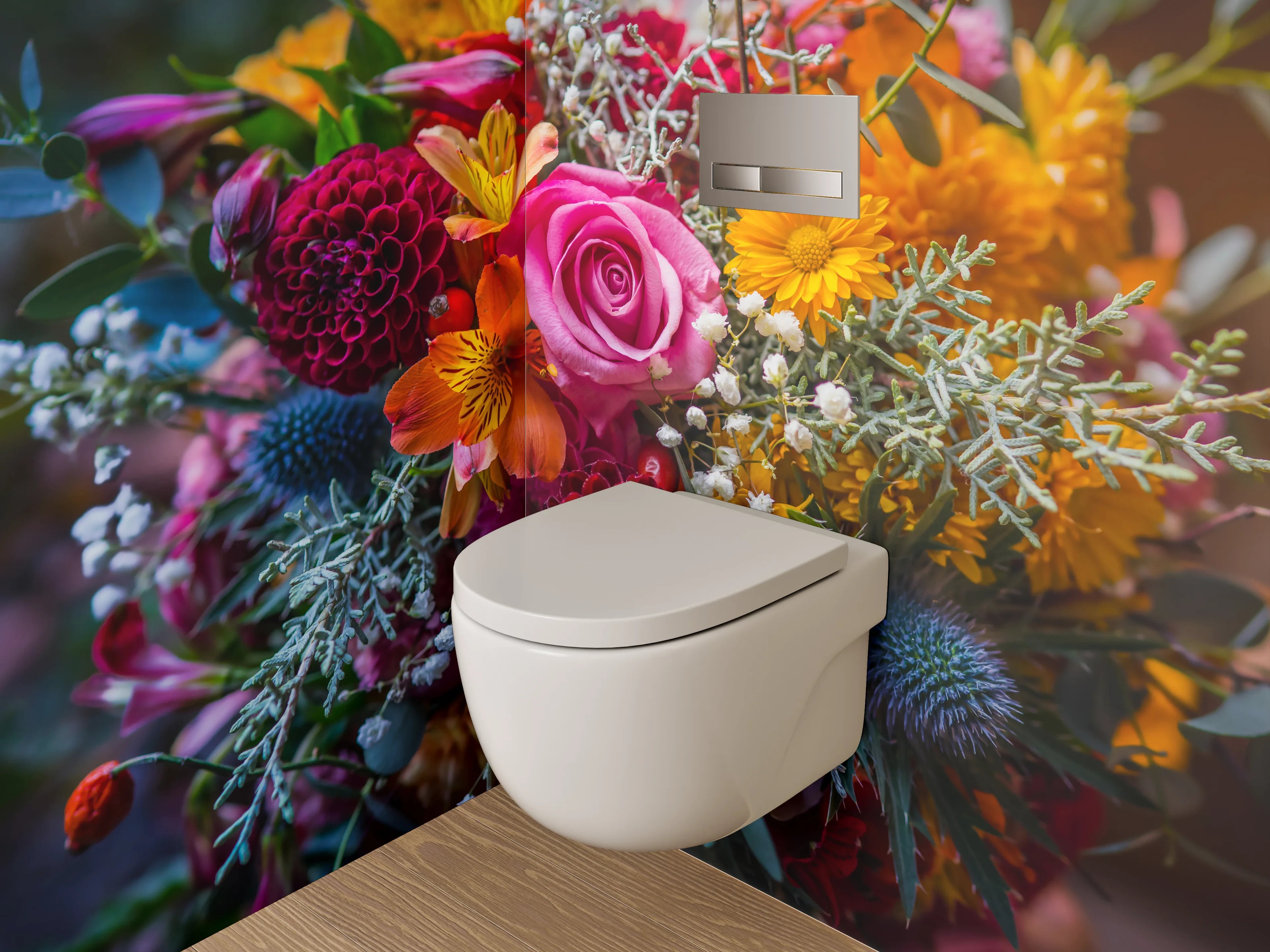 WC-Rückwand - Bunter Blumenstrauß Nahaufnahme