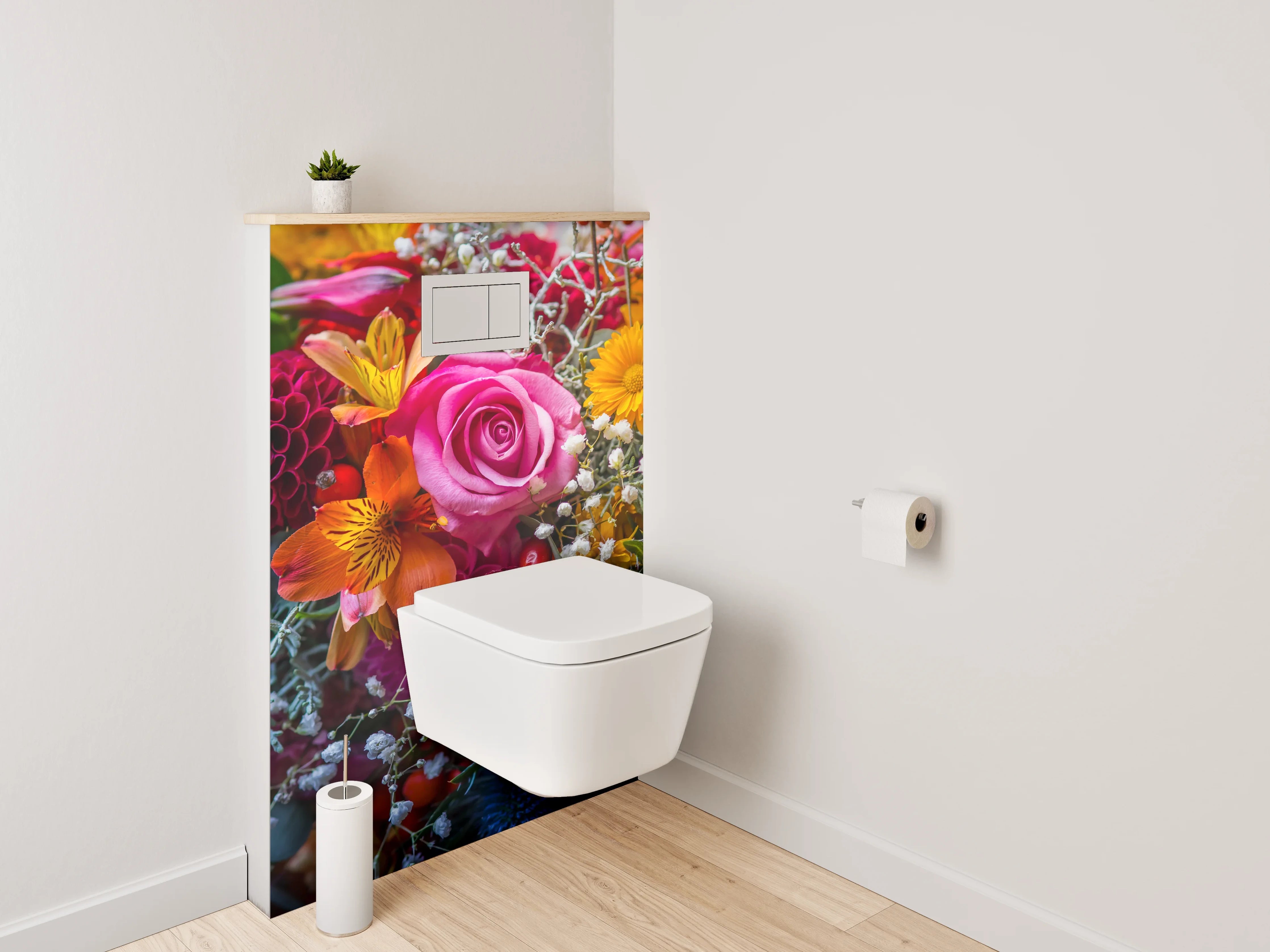 WC-Rückwand - Bunter Blumenstrauß Nahaufnahme
