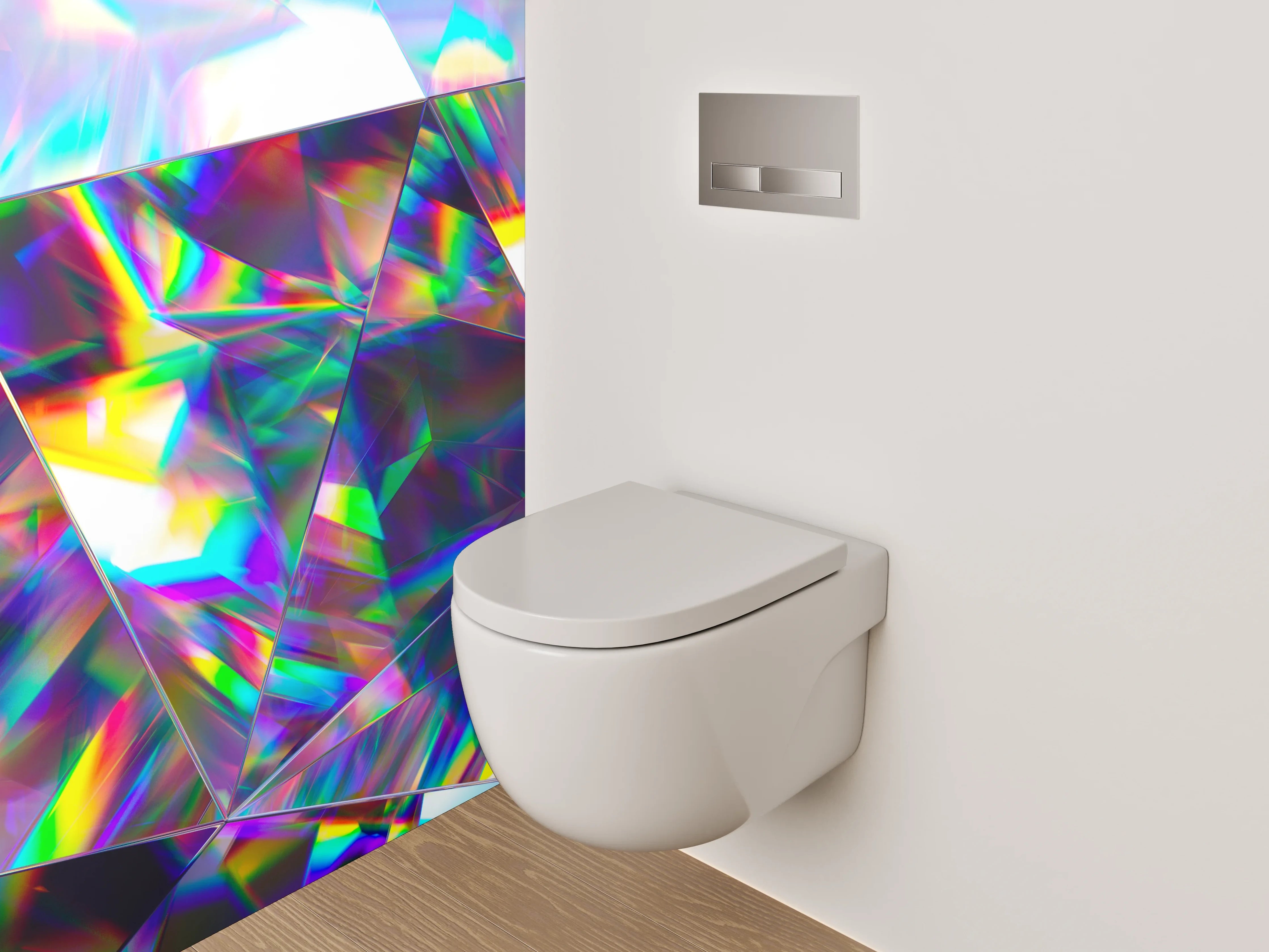 WC-Rückwand - Bunter Prisma-Kristall Abstrakt
