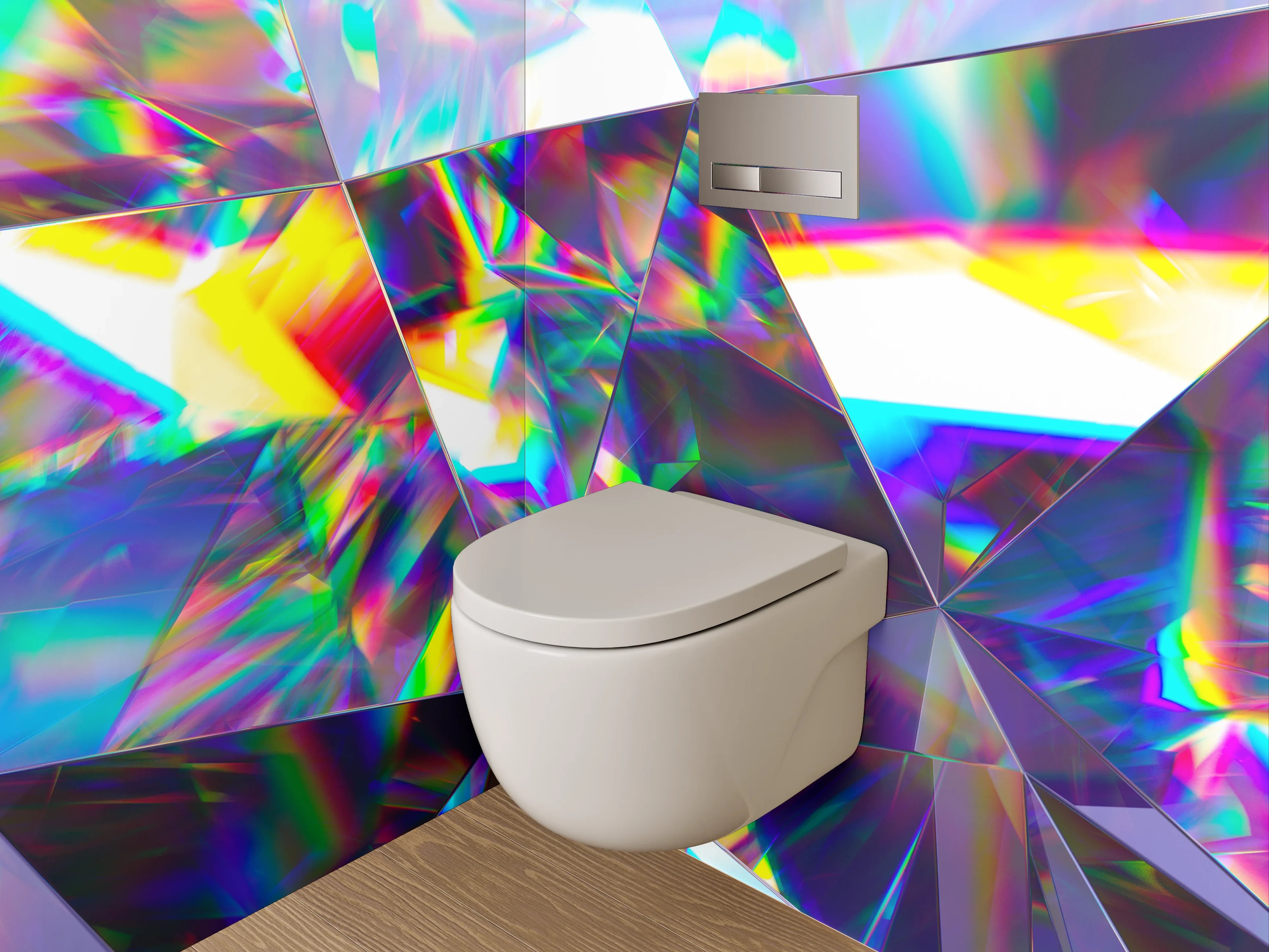 WC-Rückwand - Bunter Prisma-Kristall Abstrakt