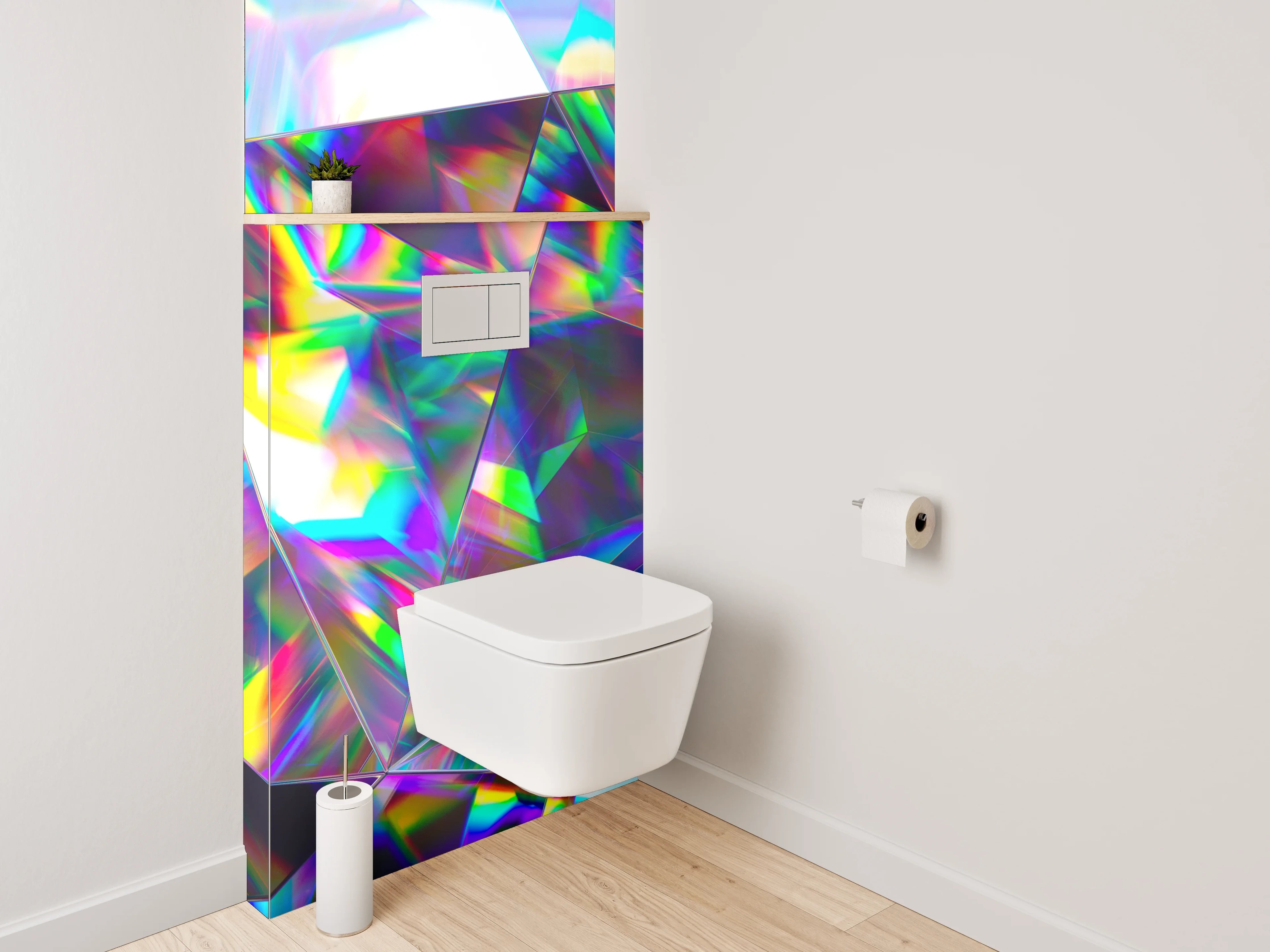 WC-Rückwand - Bunter Prisma-Kristall Abstrakt