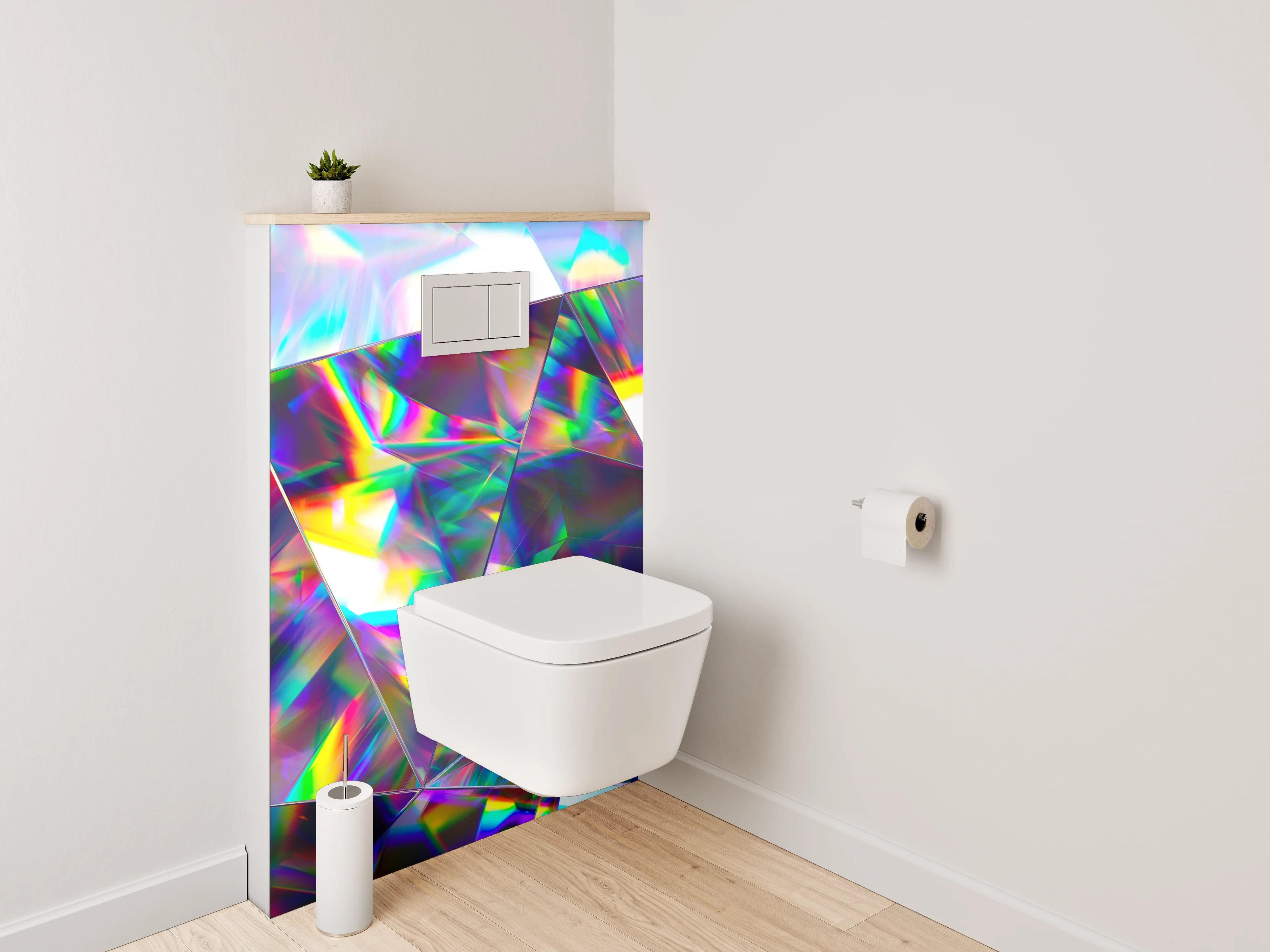 WC-Rückwand - Bunter Prisma-Kristall Abstrakt