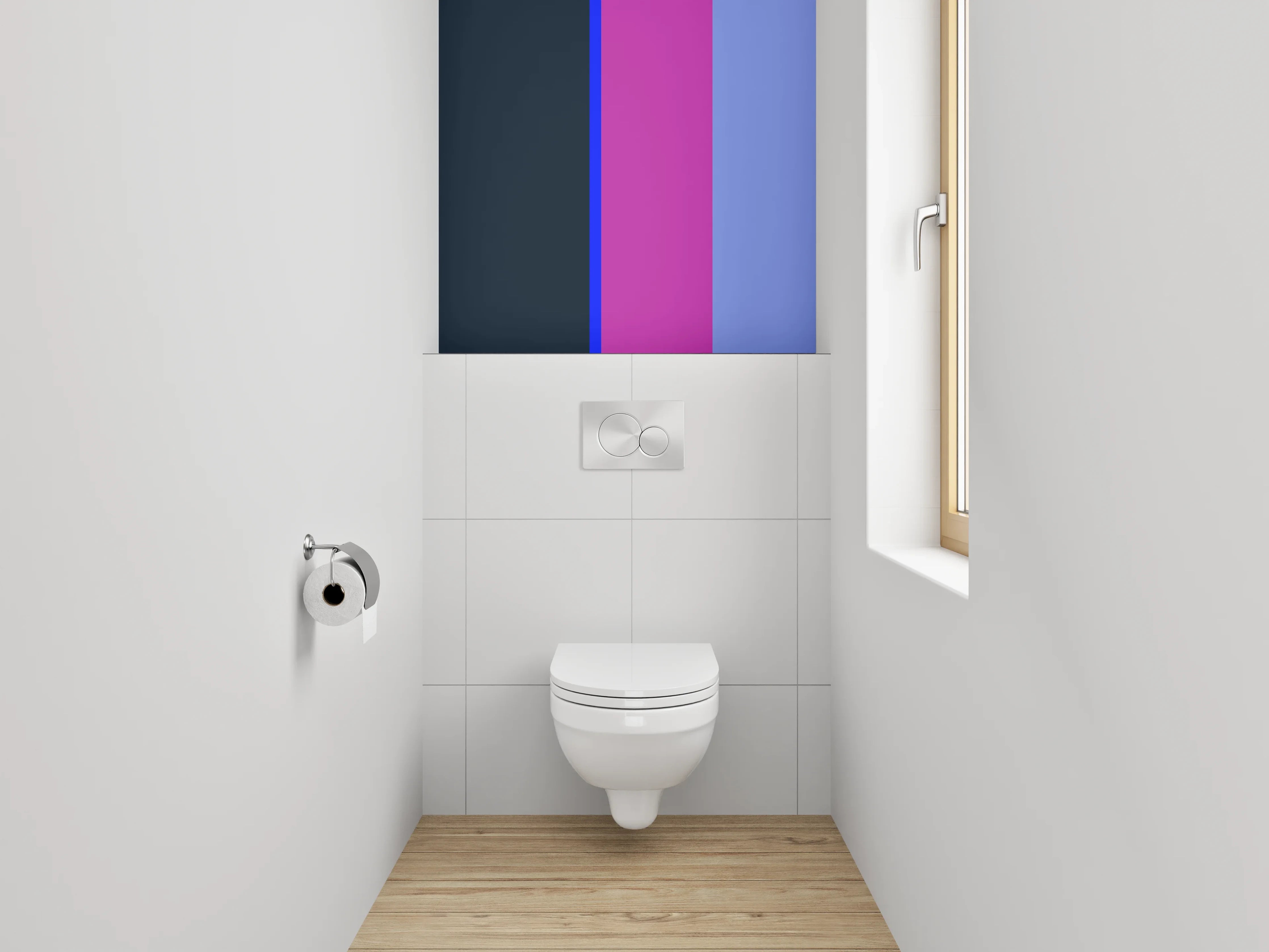 WC-Rückwand - Buntes Farbdesign mit Blau, Violett und Dunkelblau