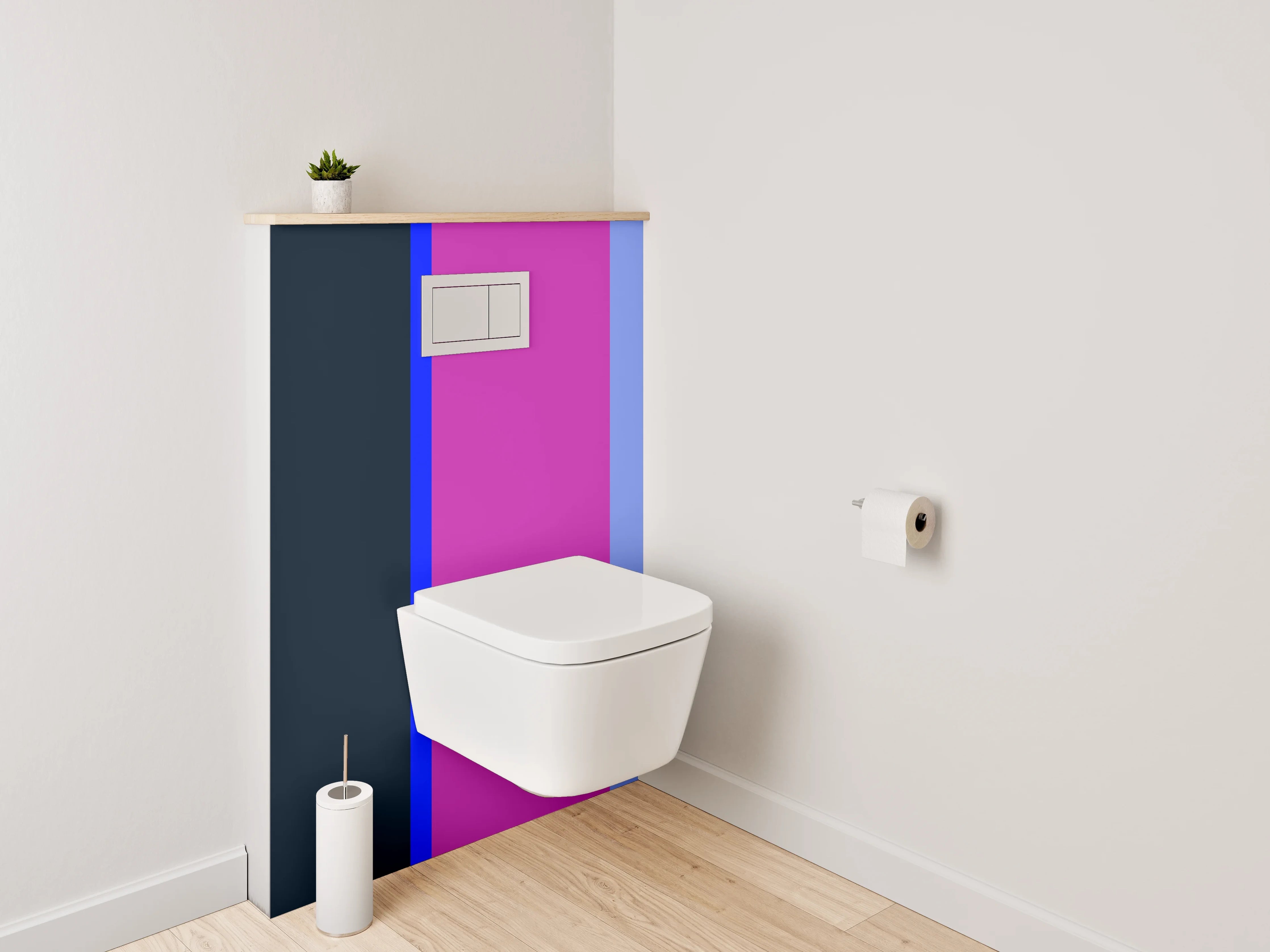 WC-Rückwand - Buntes Farbdesign mit Blau, Violett und Dunkelblau