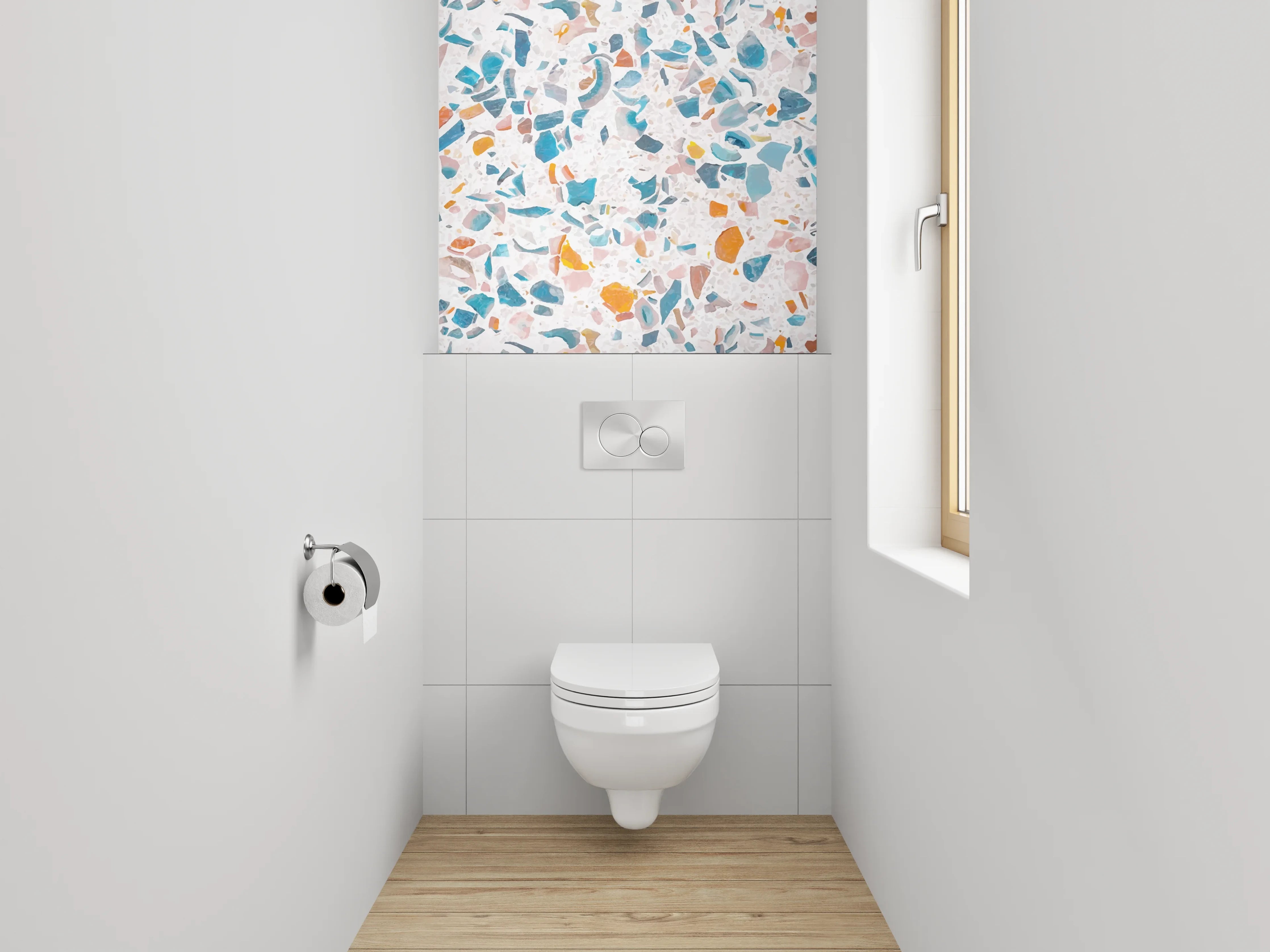 WC-Rückwand - Buntes Terrazzo-Muster Waschrückwand