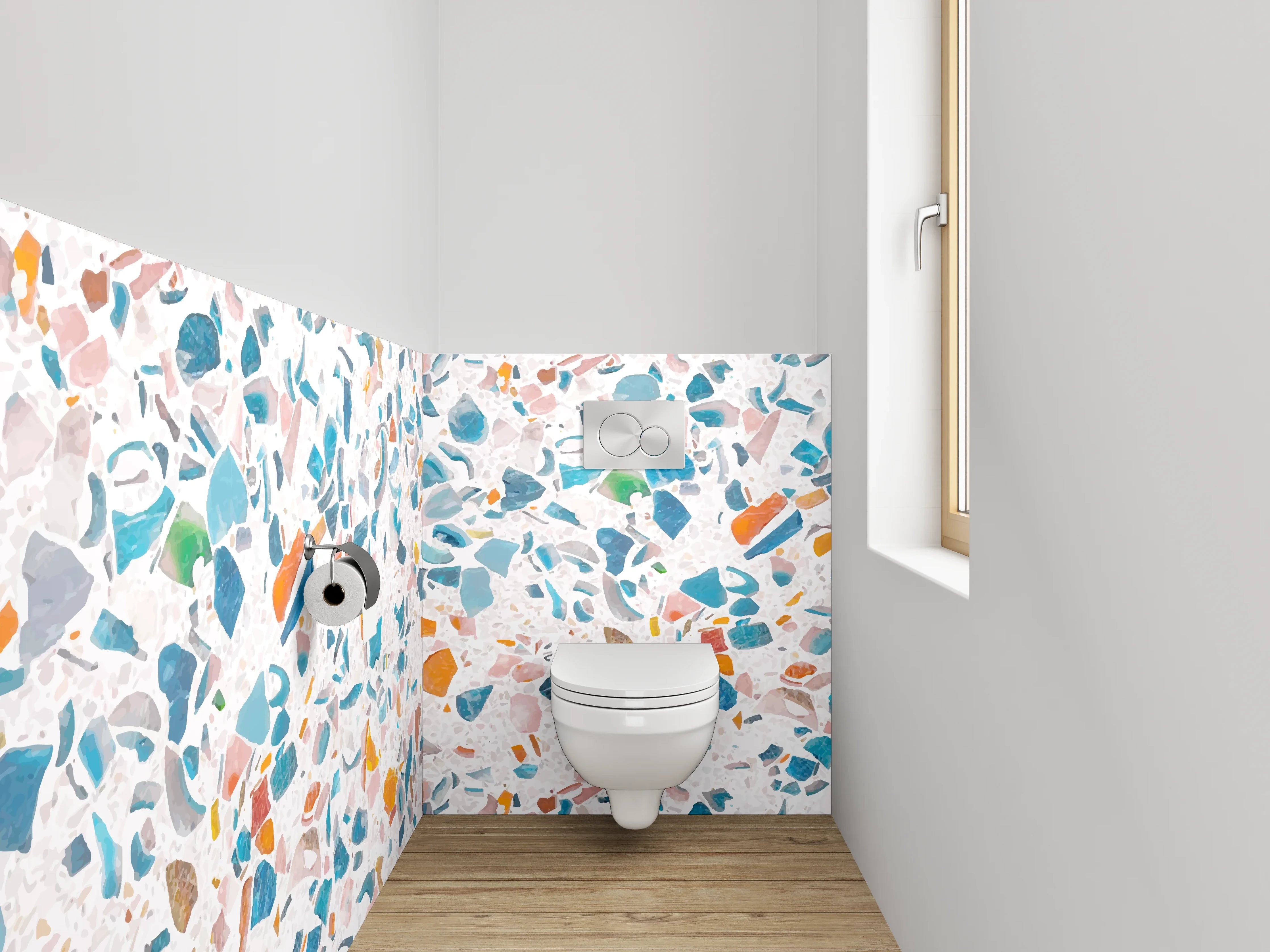 WC-Rückwand - Buntes Terrazzo-Muster Waschrückwand