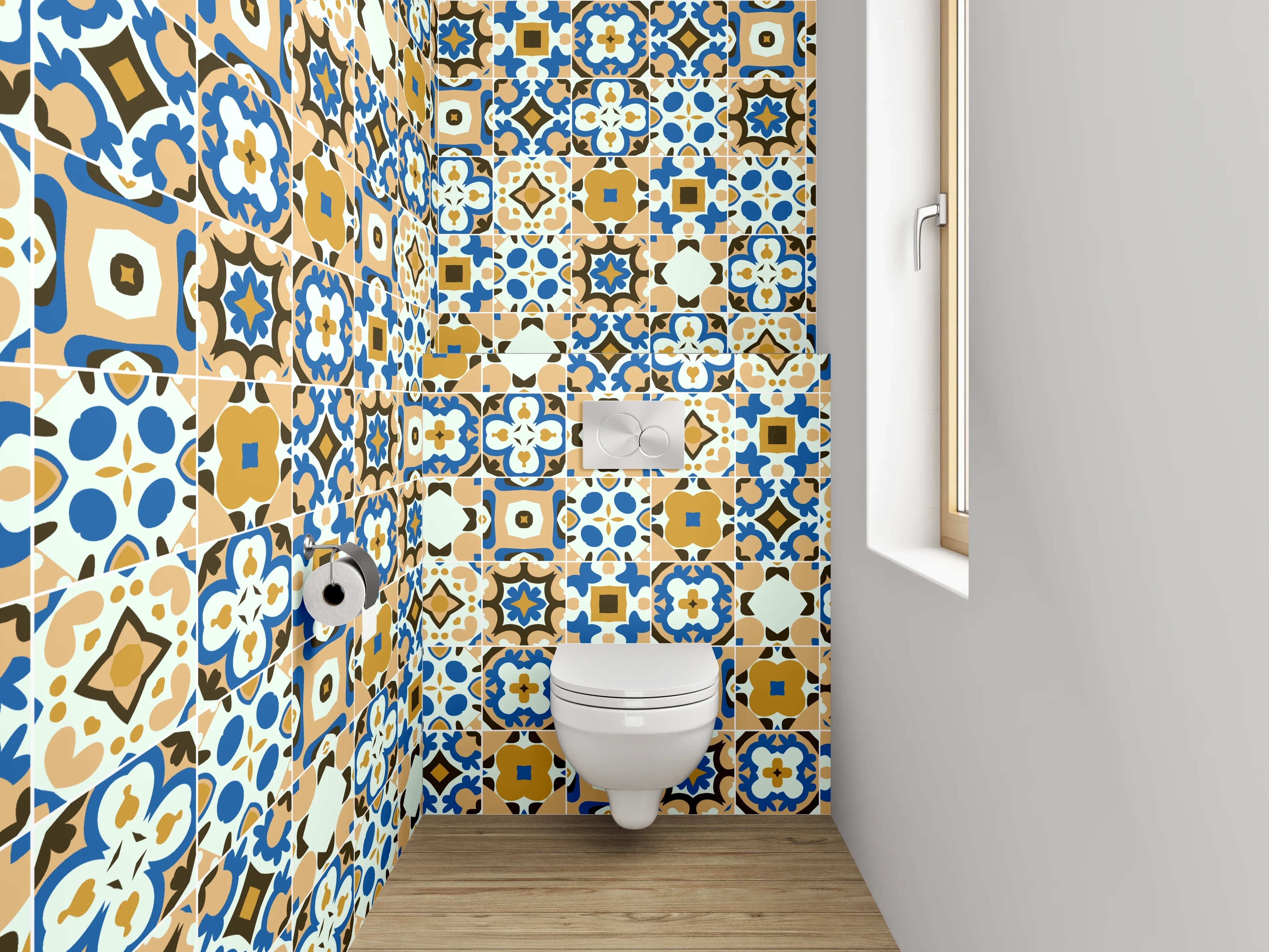 WC-Rückwand - Buntes marokkanisches Mosaik Muster