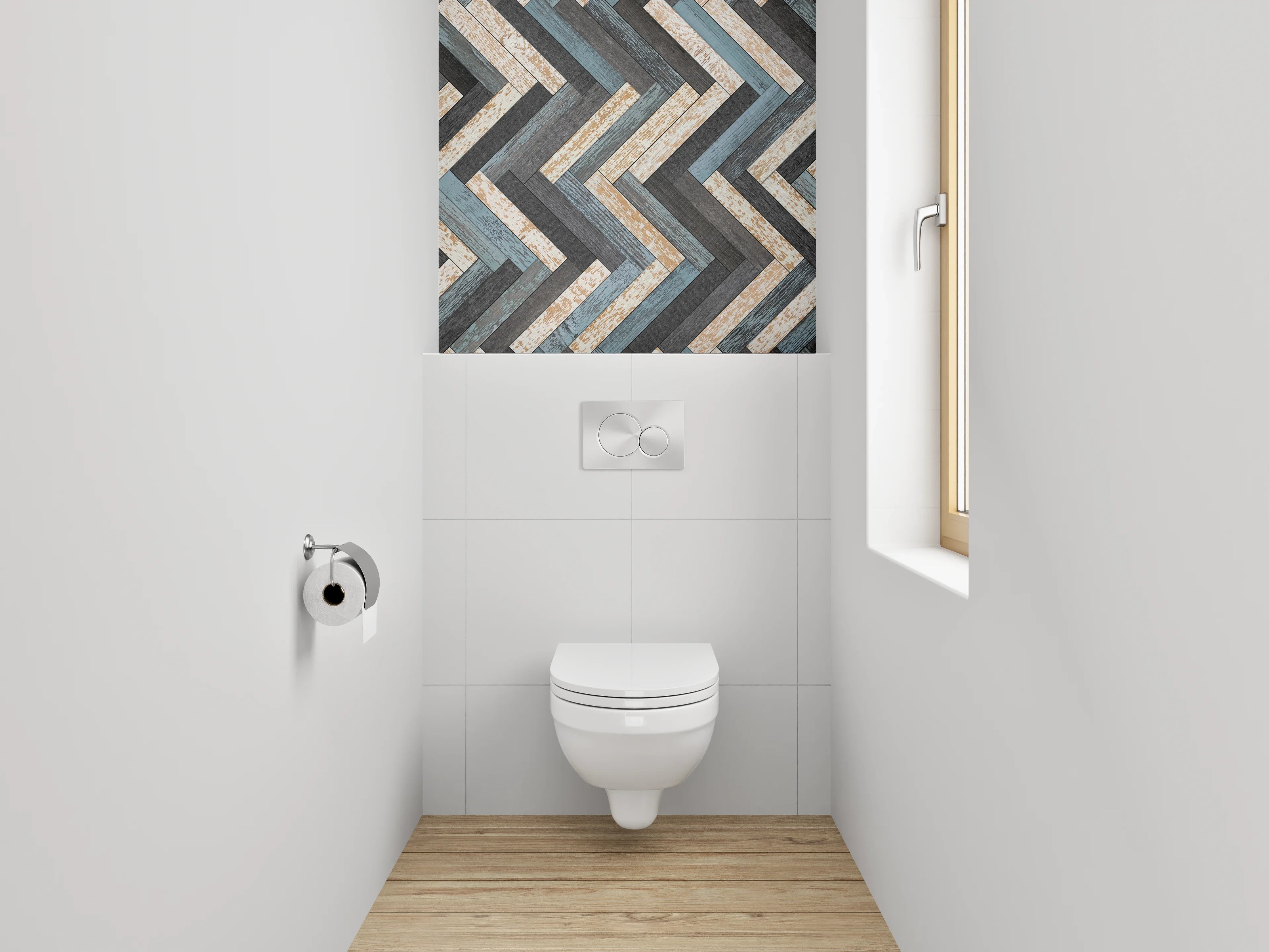 WC-Rückwand - Chevron Mosaik Fliesen Muster