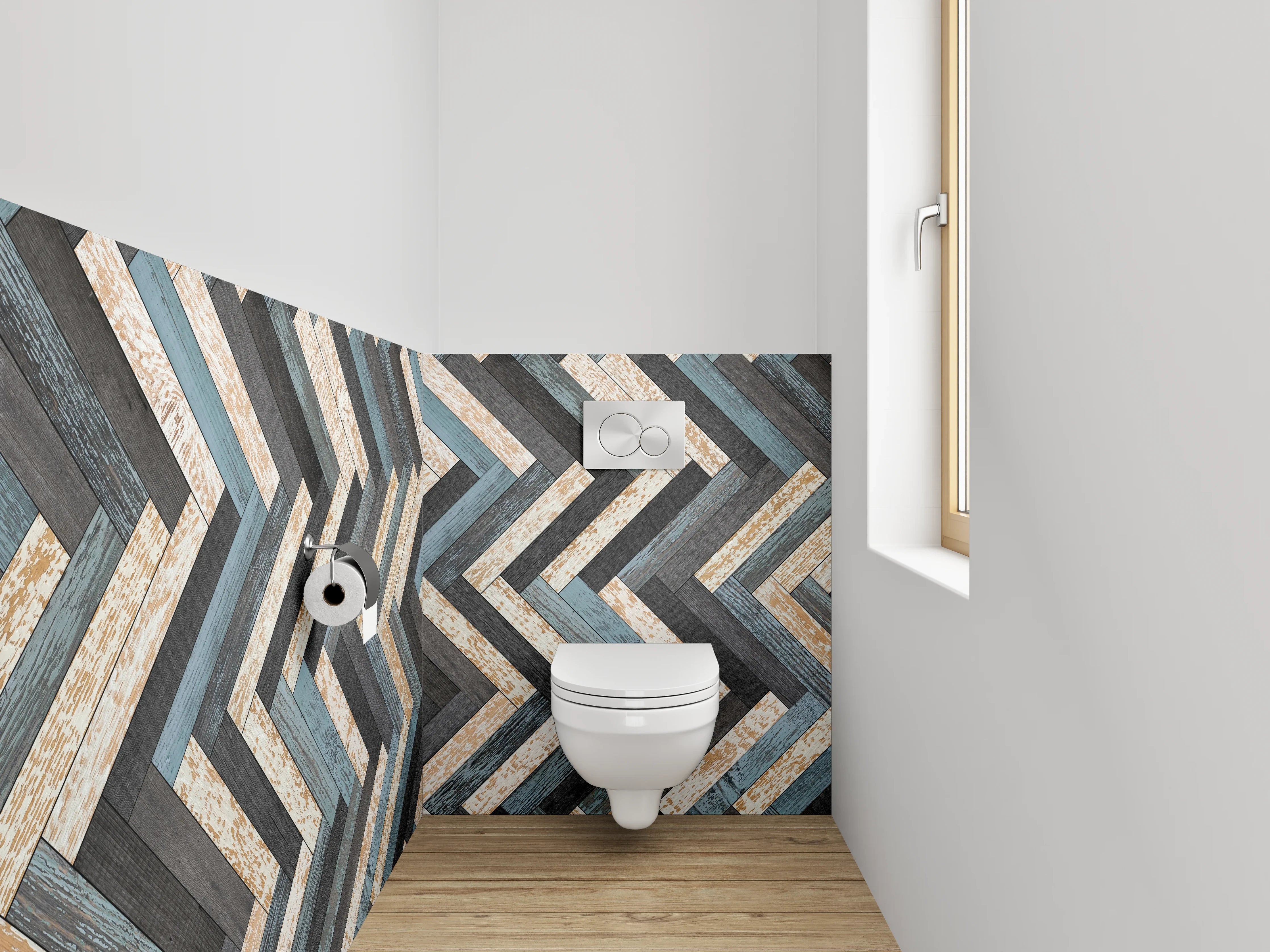 WC-Rückwand - Chevron Mosaik Fliesen Muster