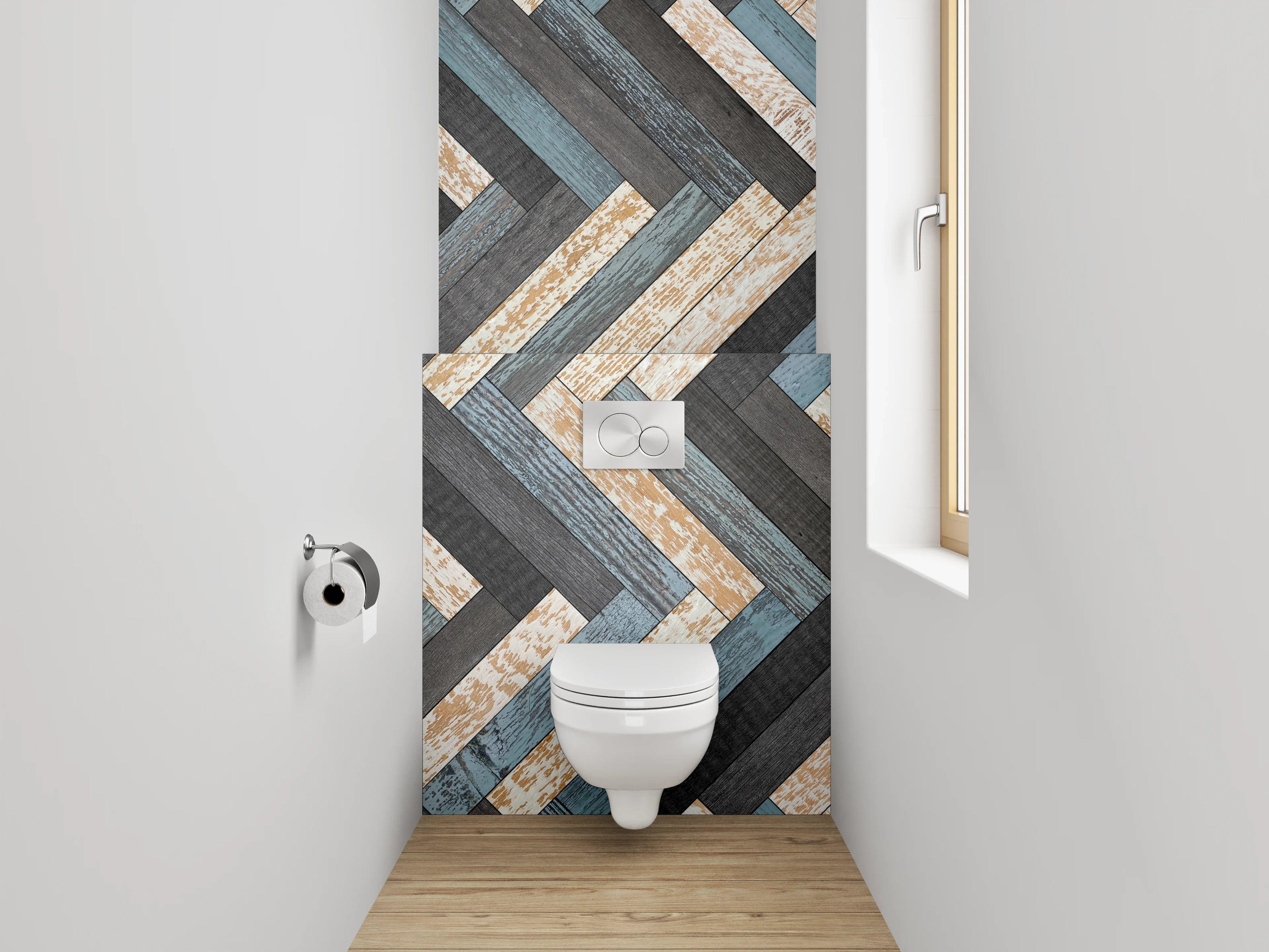WC-Rückwand - Chevron Mosaik Fliesen Muster