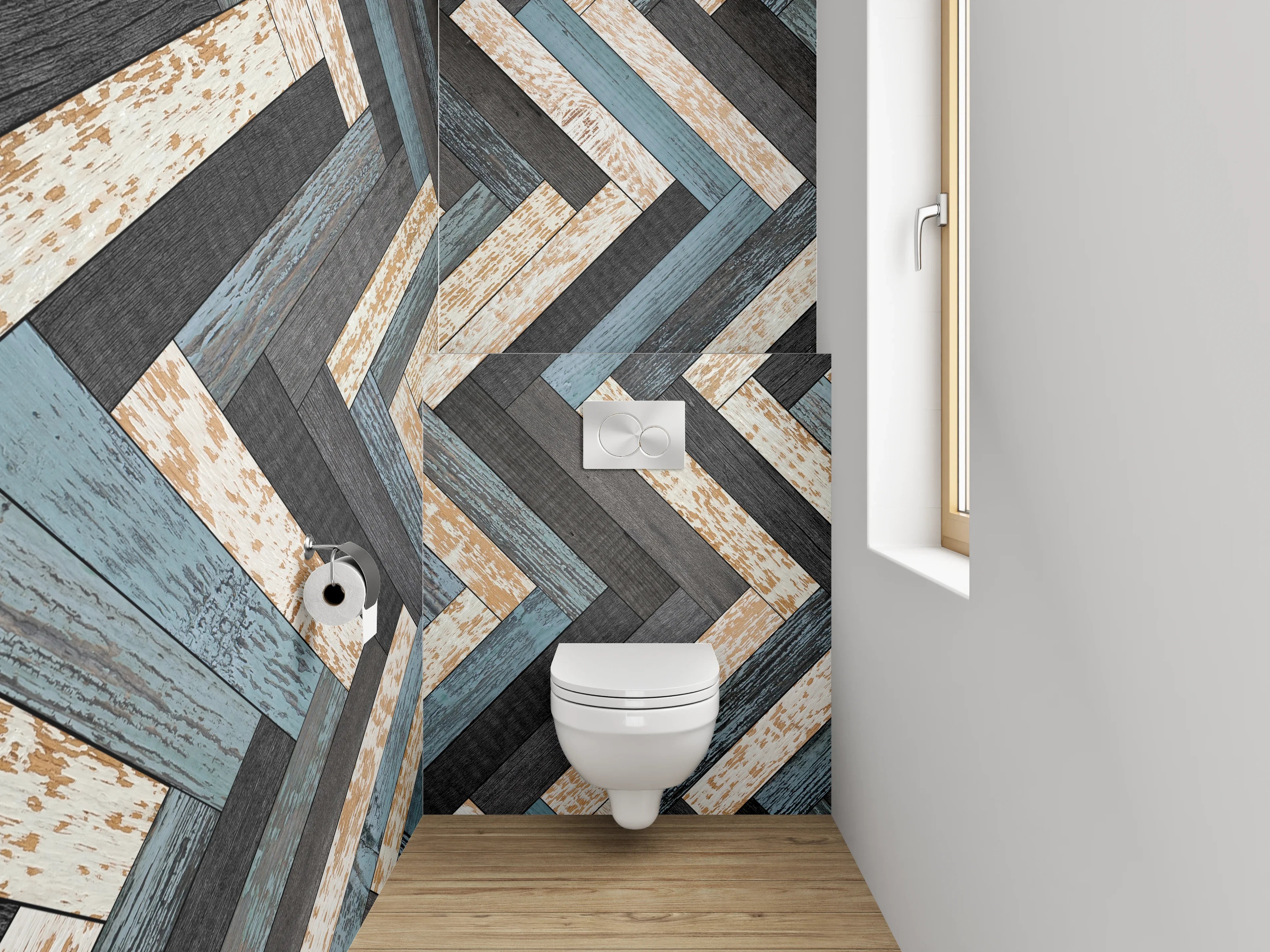 WC-Rückwand - Chevron Mosaik Fliesen Muster