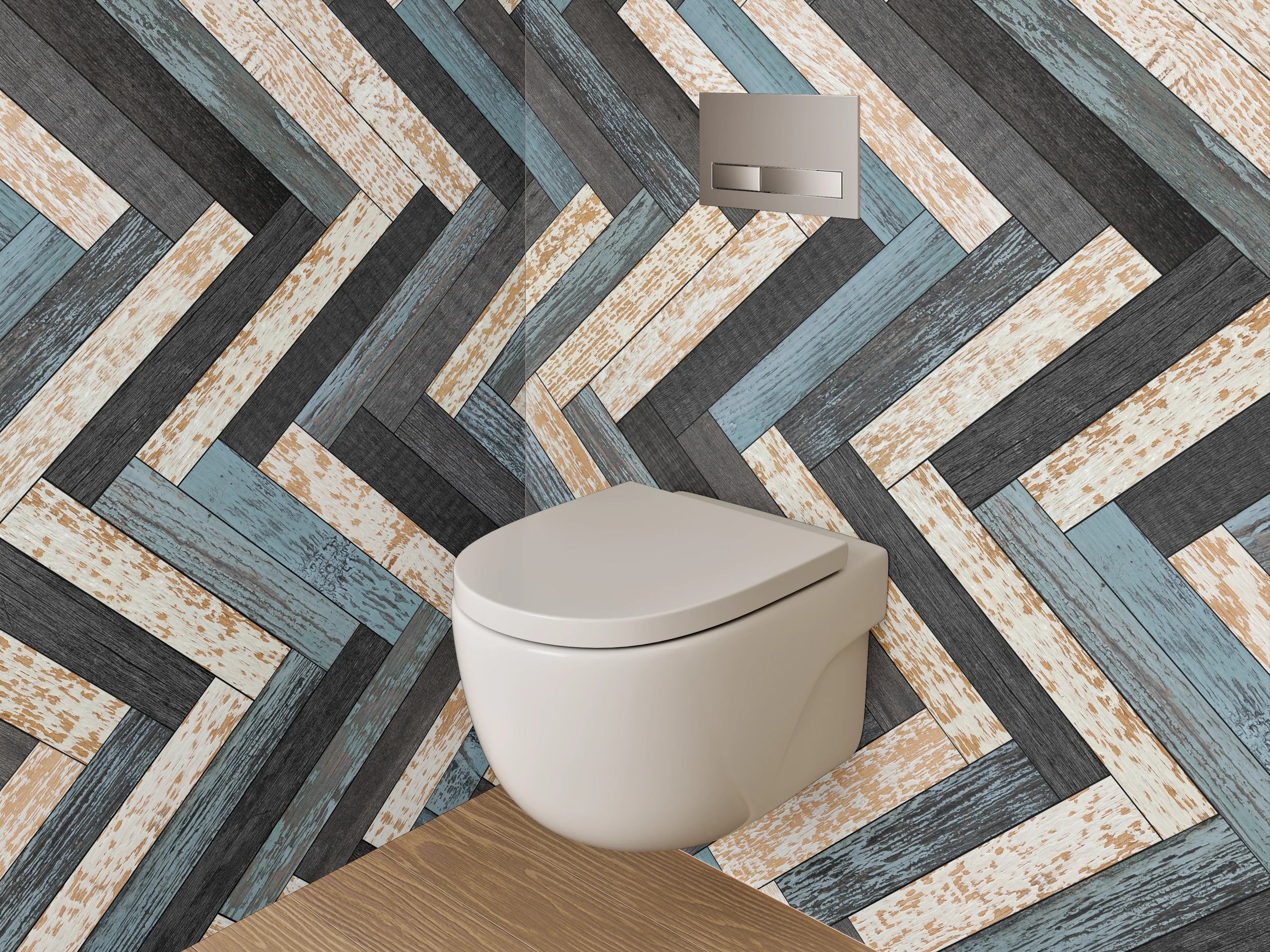 WC-Rückwand - Chevron Mosaik Fliesen Muster