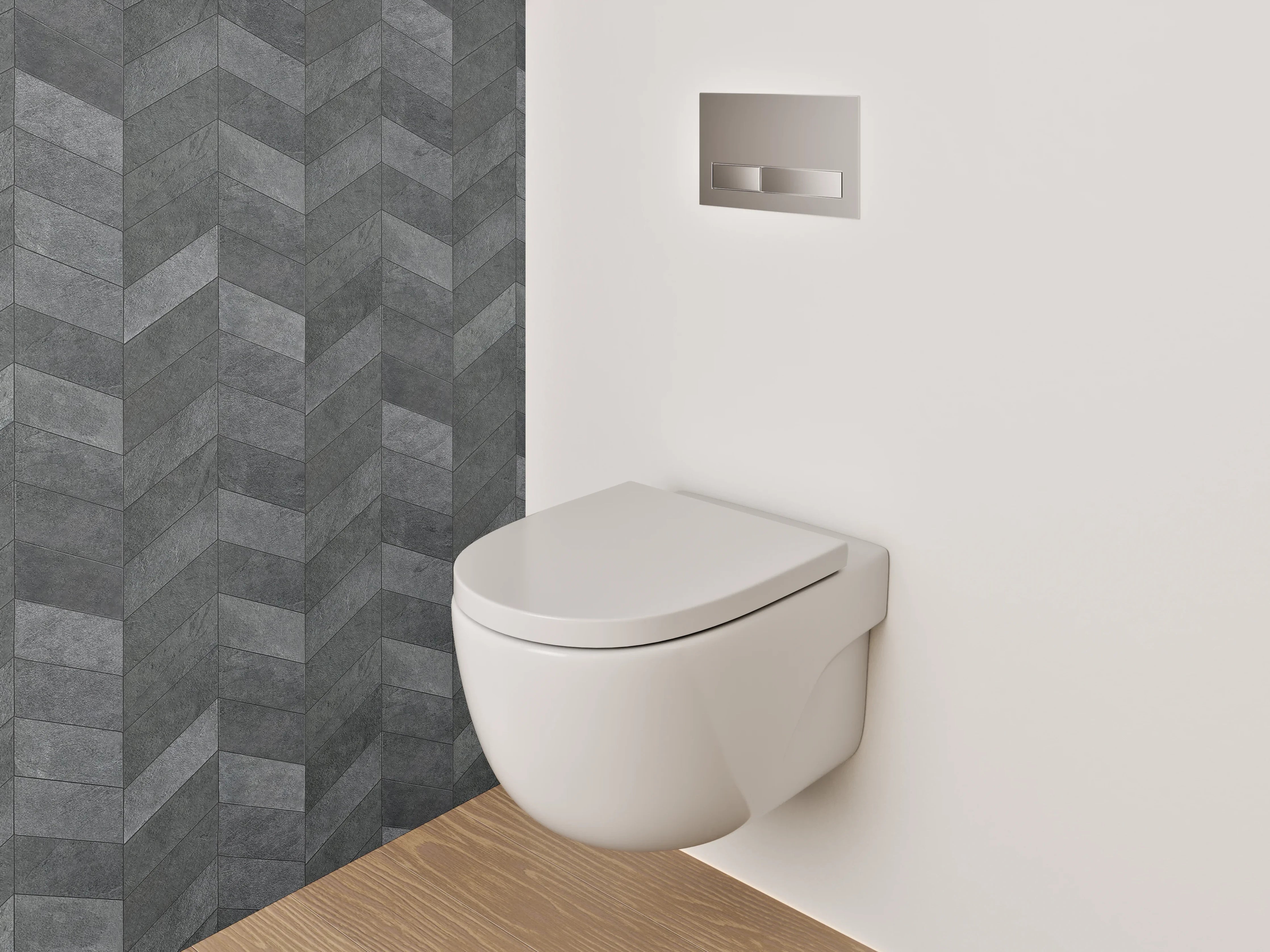 WC-Rückwand - Chevron Muster Schiefer Anthrazit