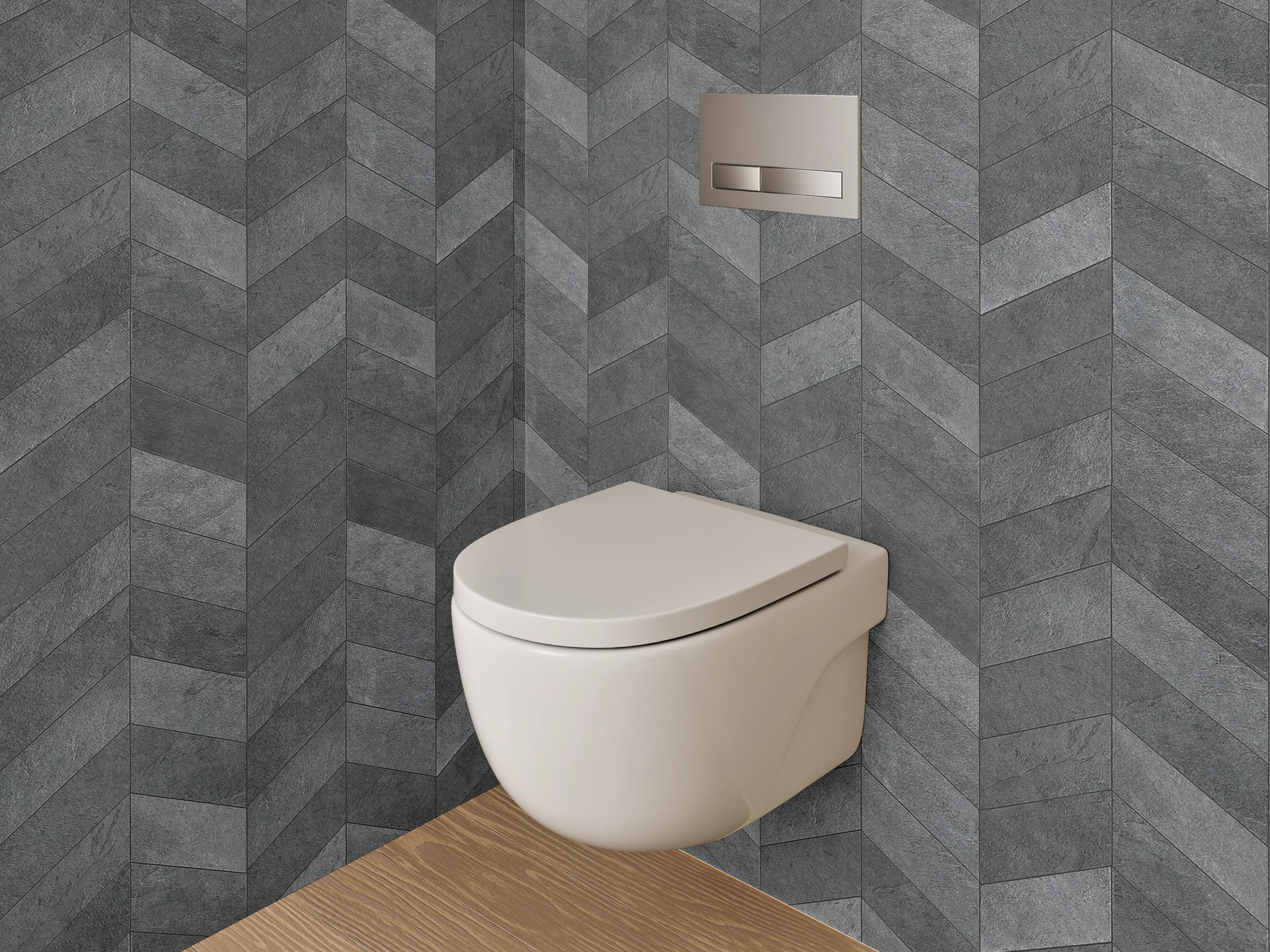 WC-Rückwand - Chevron Muster Schiefer Anthrazit