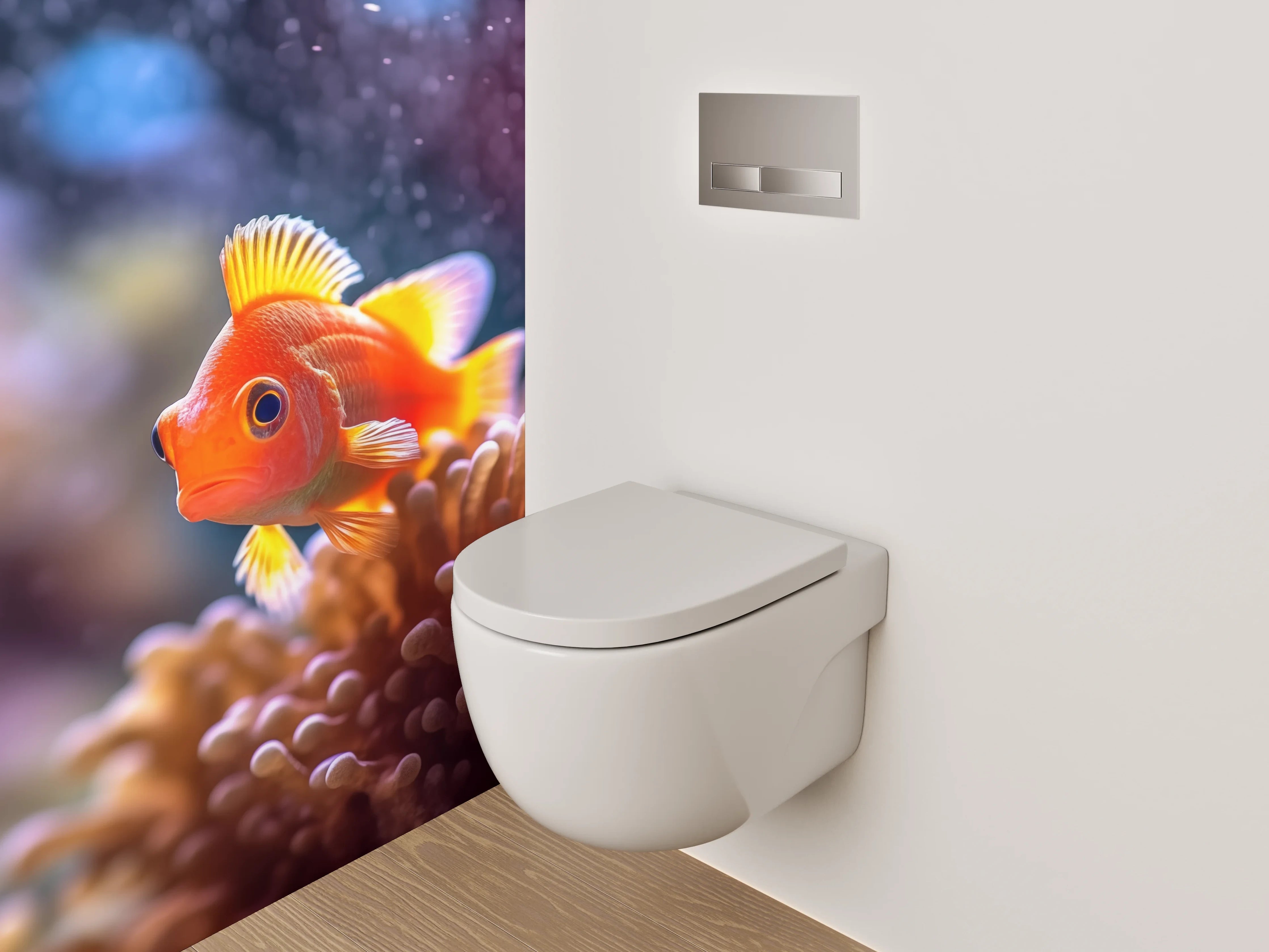WC-Rückwand - Clownfisch im Korallenriff Meer Design