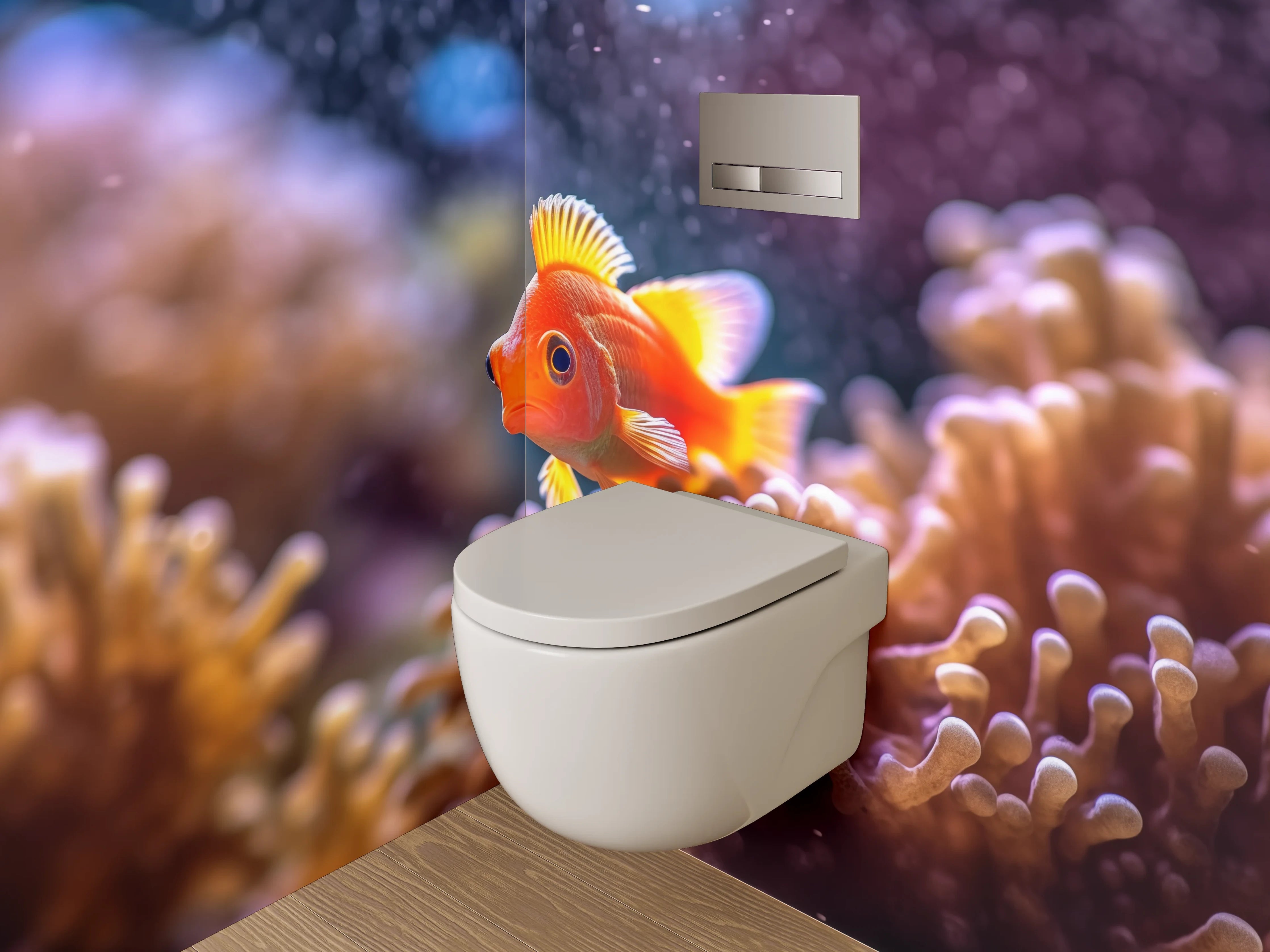 WC-Rückwand - Clownfisch im Korallenriff Meer Design