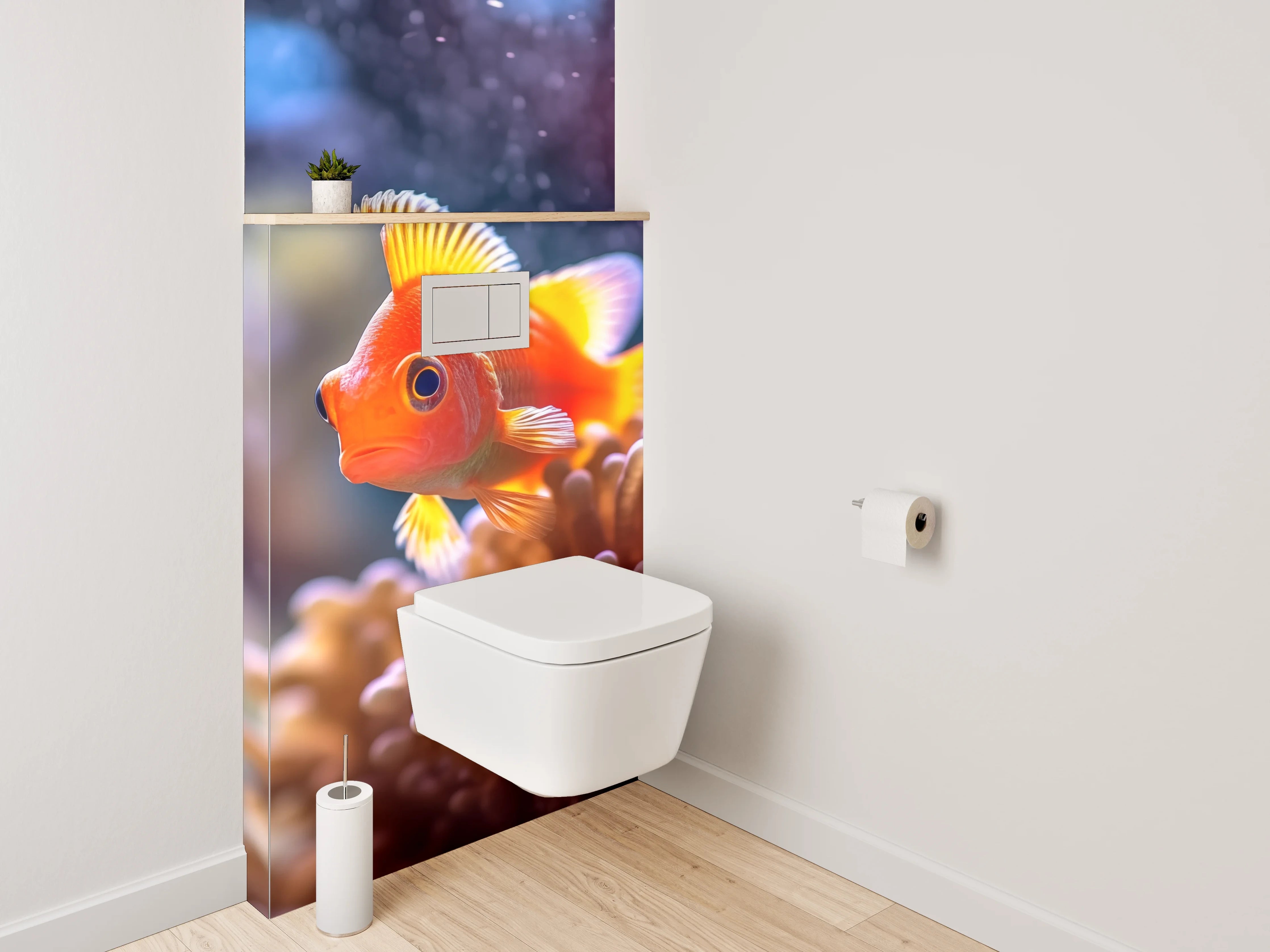 WC-Rückwand - Clownfisch im Korallenriff Meer Design