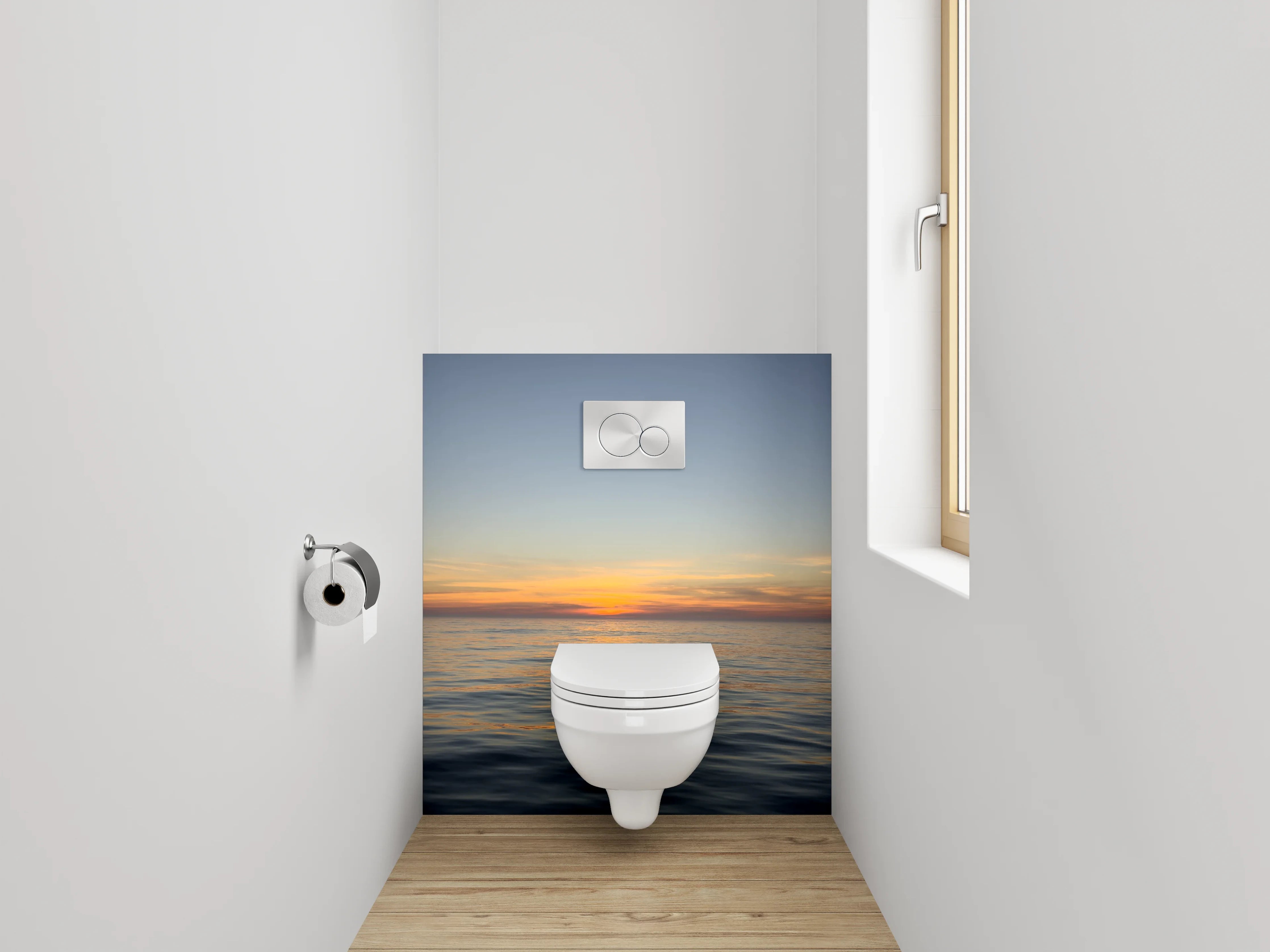 WC-Rückwand - Dämmerungsgrau auf stiller See
