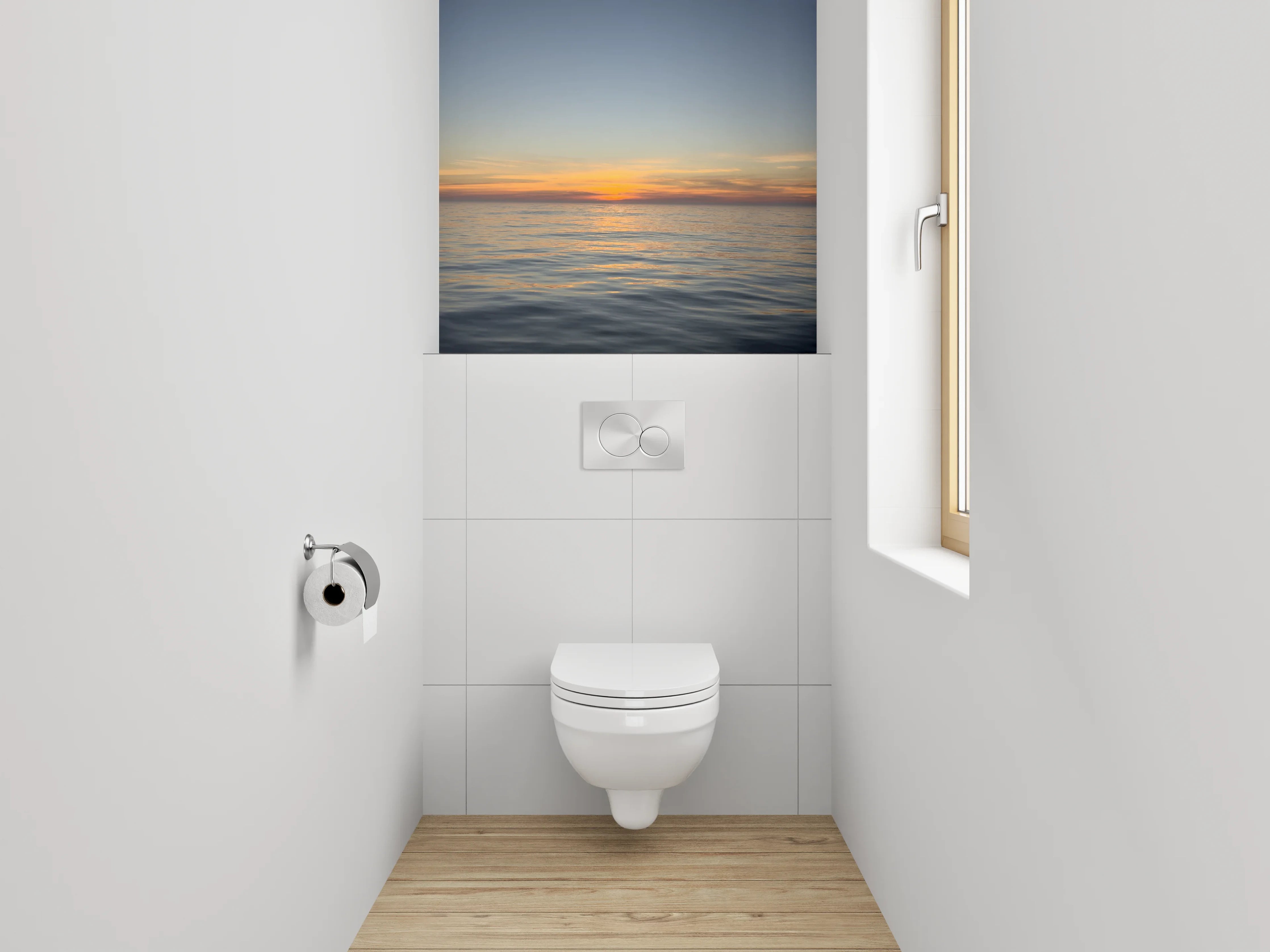 WC-Rückwand - Dämmerungsgrau auf stiller See